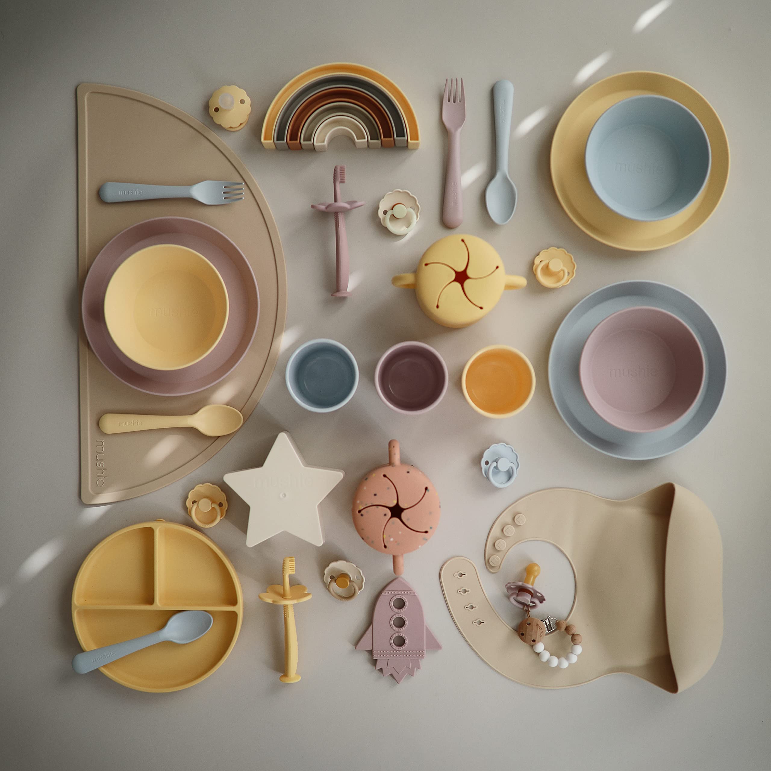 mushie Flatware Fork and Spoon Set for Kids | Made in Denmark (Sage)