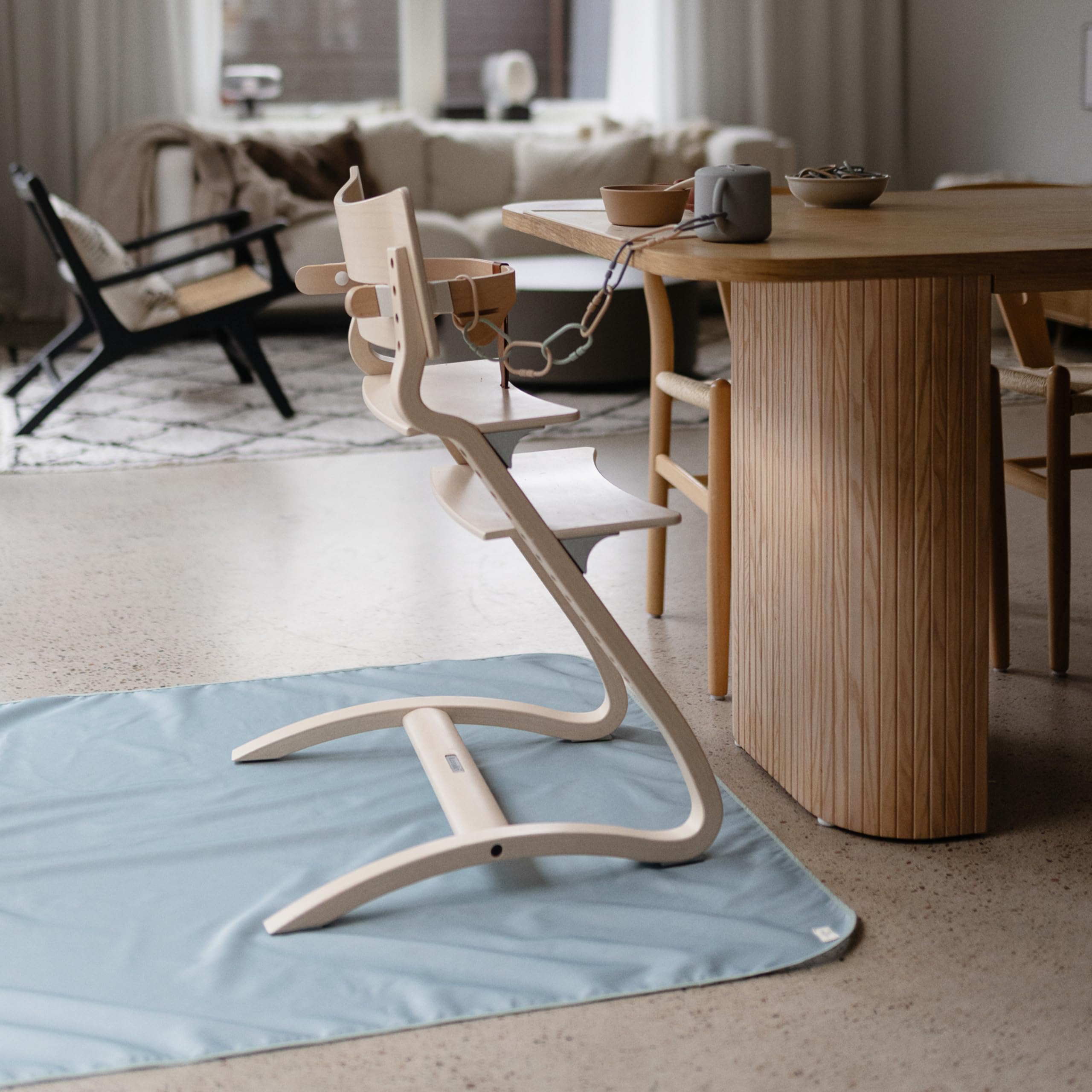 mushie Baby Splat Mat 42.5x42.5 Inch (Fog) | Water Resistant for Under High Chair and Infant Play