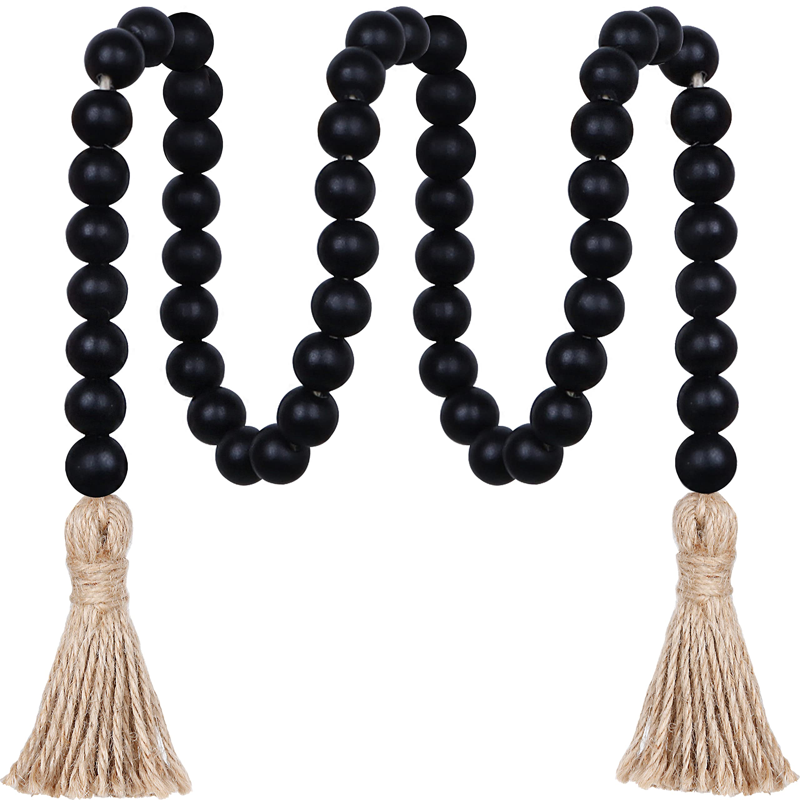 Meplait 39in Wood Bead Garland Farmhouse with Tassels,Versatile Prayer Beads Boho Chic Wall Hanging Home Decor (Purple)