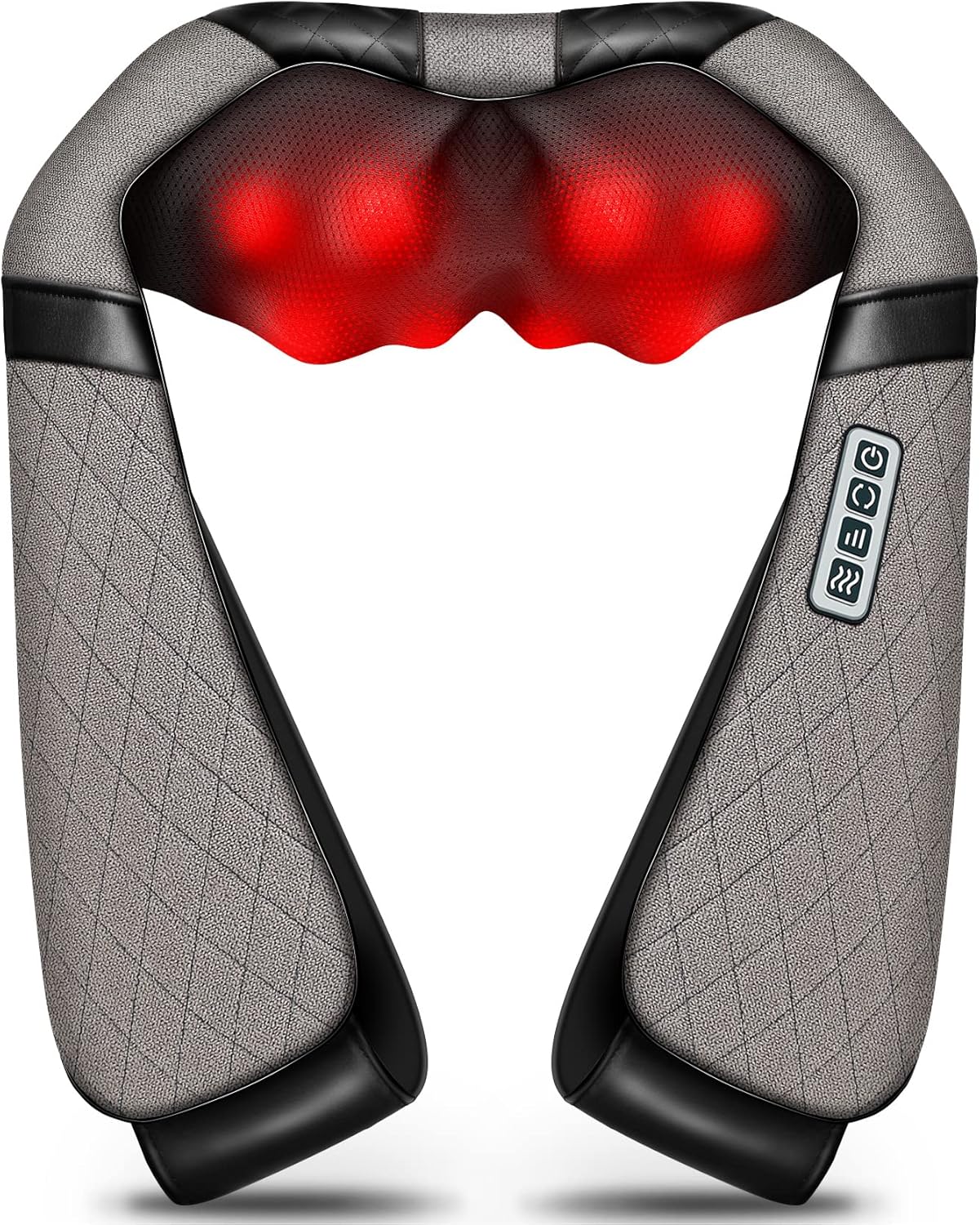 Shiatsu Electric Neck Back Massager Pillow 3D Kneading with Heat For Shoulder, Lower Back, Foot, Leg Muscles Pain Relief Relax in Car Office and Home