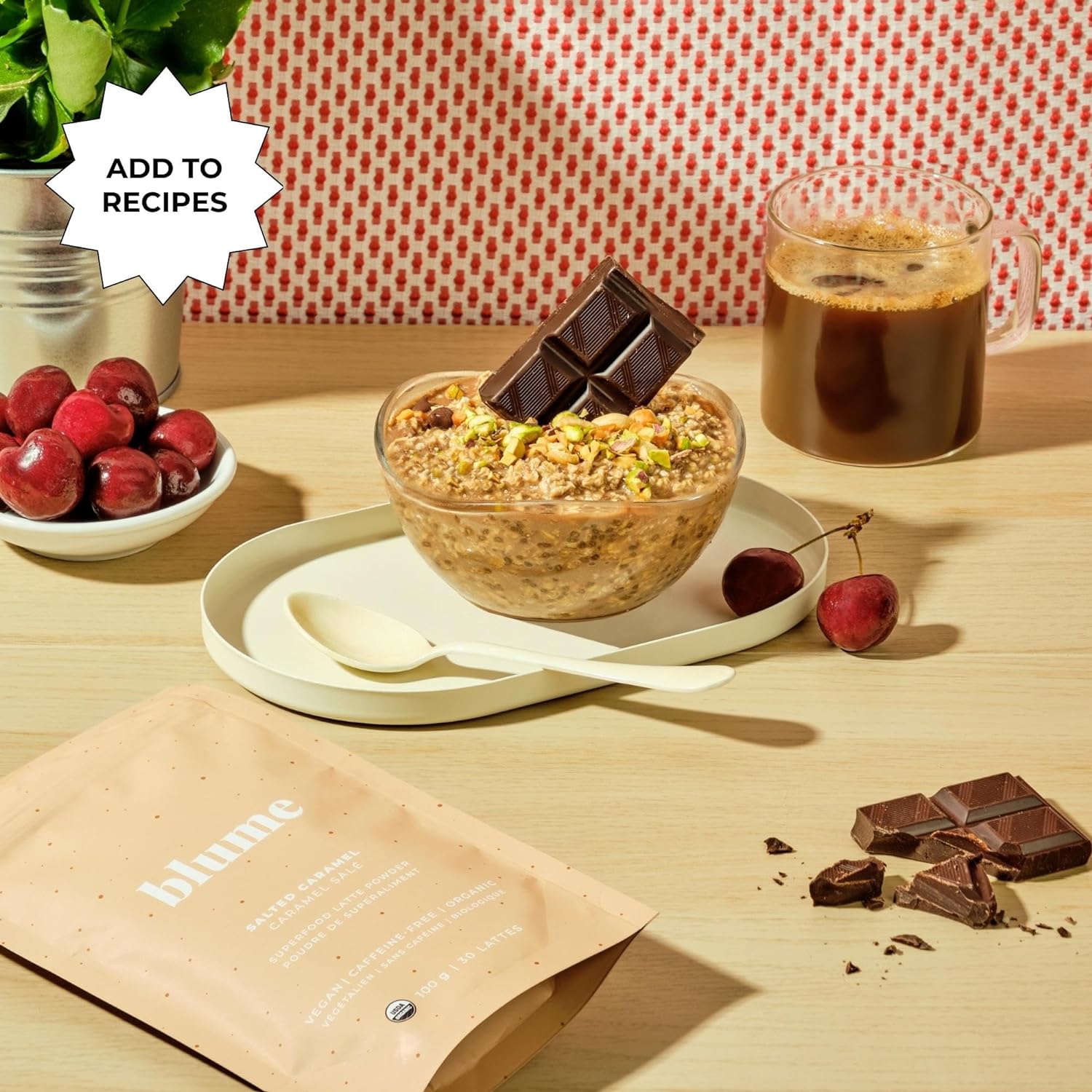 Blume Latte Variety Pack | Blue Lavender Tea to Calm, Reishi Hot Cacao to Soothe, Matcha Green Tea for Energy, Salted Caramel to Savor - Organic, Vegan, Keto-Friendly, Hot/Cold Beverages - 32 Servings