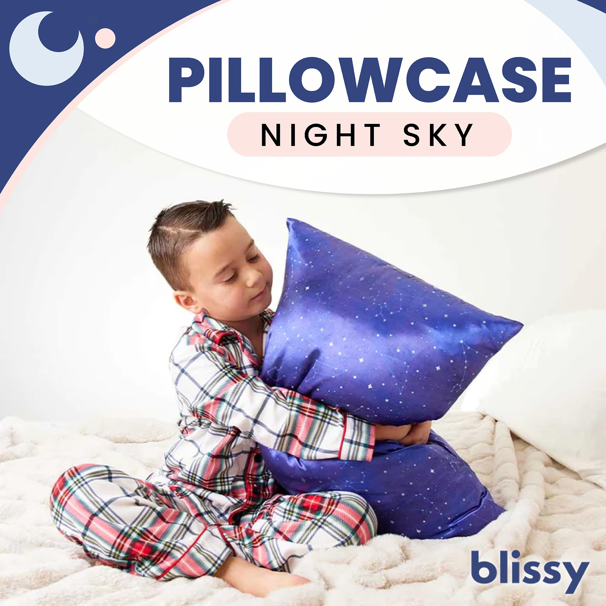 Blissy Toddler Silk Pillowcase - 100% Pure Mulberry Silk - 22 Momme 6A High-Grade Fibers - Soft and Gentle Silk Pillowcase for Kids Hair and Skin (Toddler 13 x 18 in, Baby Blue)