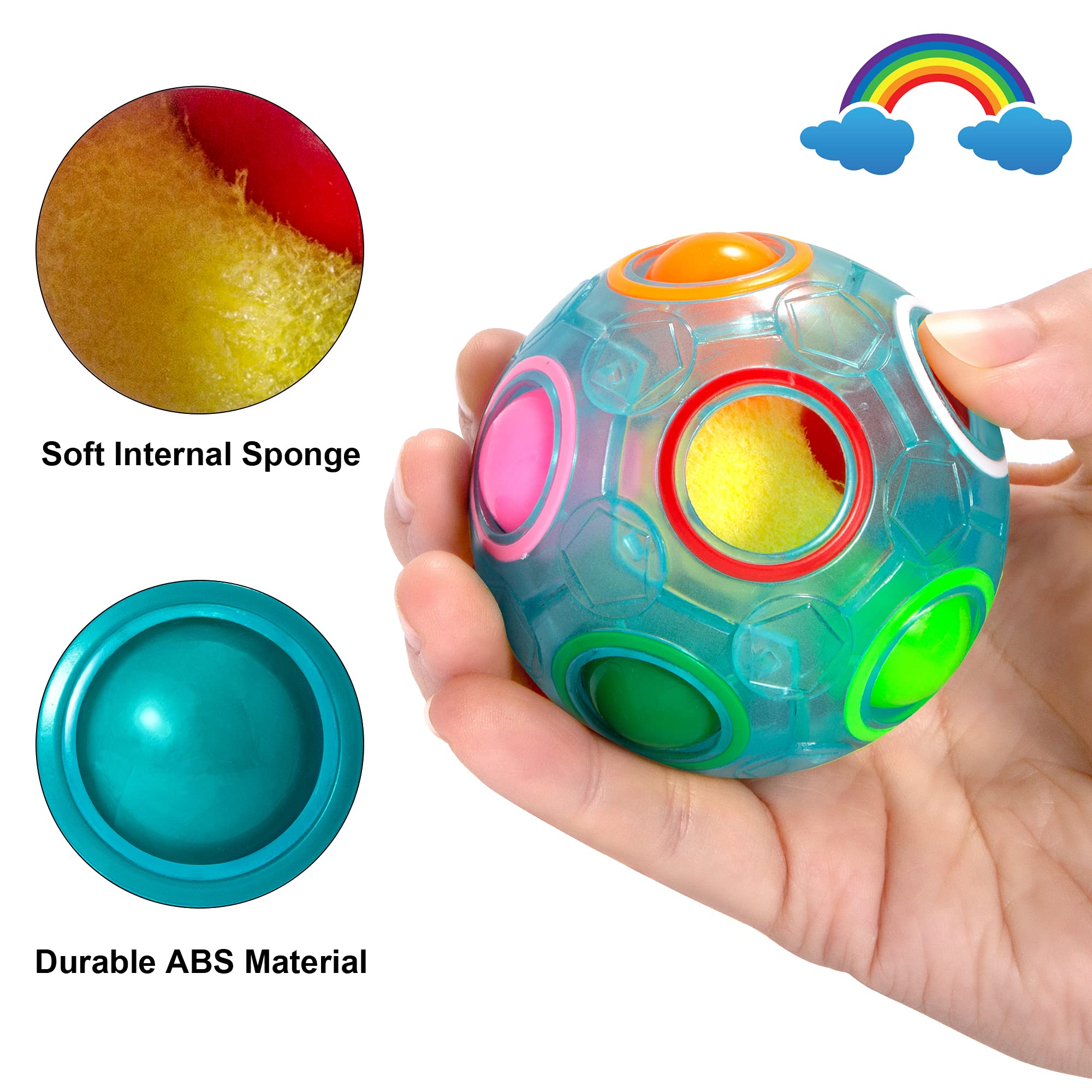 Vdealen Magic Rainbow Puzzle Ball- Fidget Ball Puzzle Game- Brain Teaser Toy for Boys & Girls- Birthday Party Christmas Easter Gift Stocking Stuffers Toy for Kids Teens Adults- 2 Pack