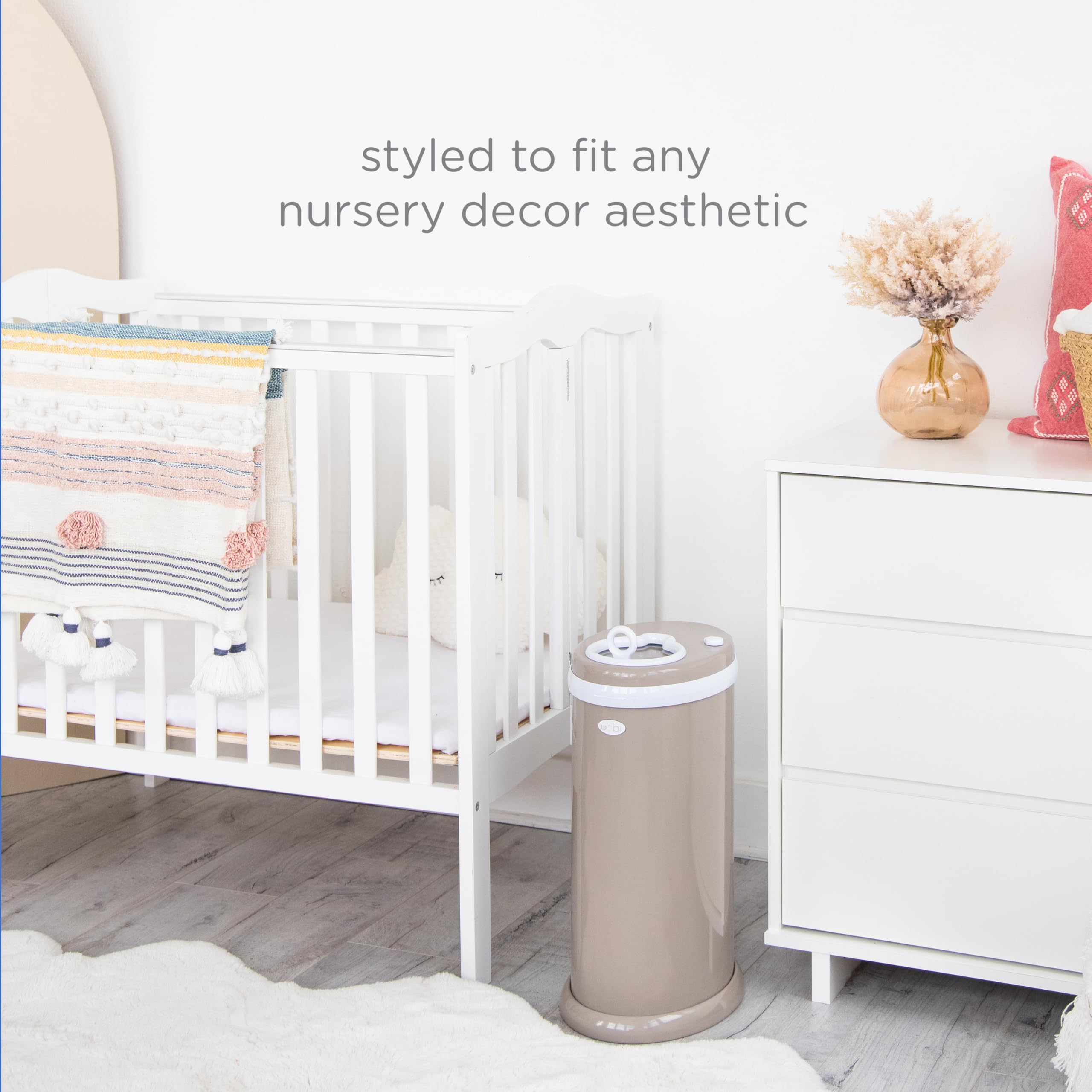 Ubbi Steel Odor Locking, No Special Bag Required Money Saving, Awards-Winning, Modern Design Registry Must-Have Diaper Pail, Taupe