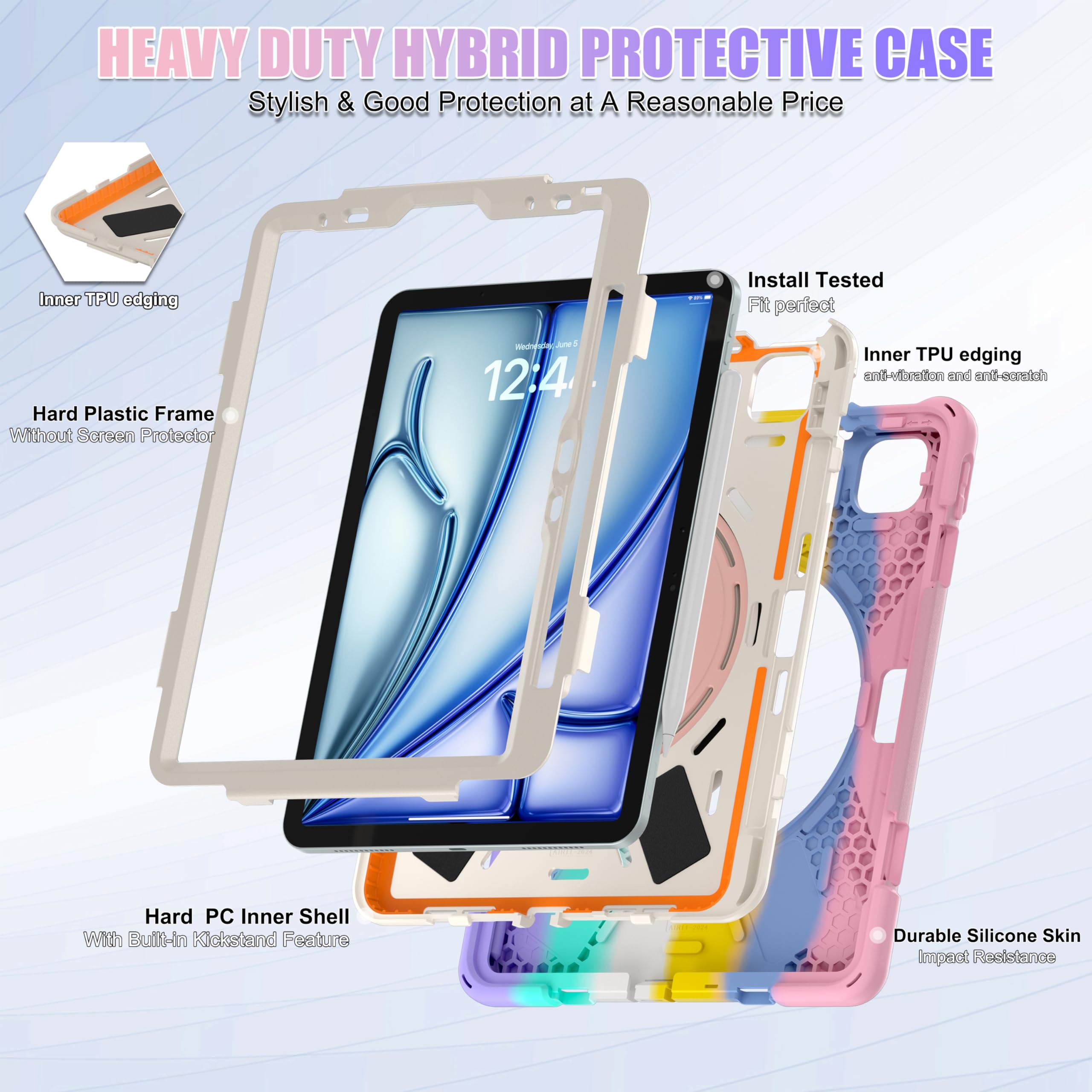 SCSVPN for iPad Air 11 Inch Case 2024 M2(6th Gen), iPad Air 5th/4th Generation Case 10.9&