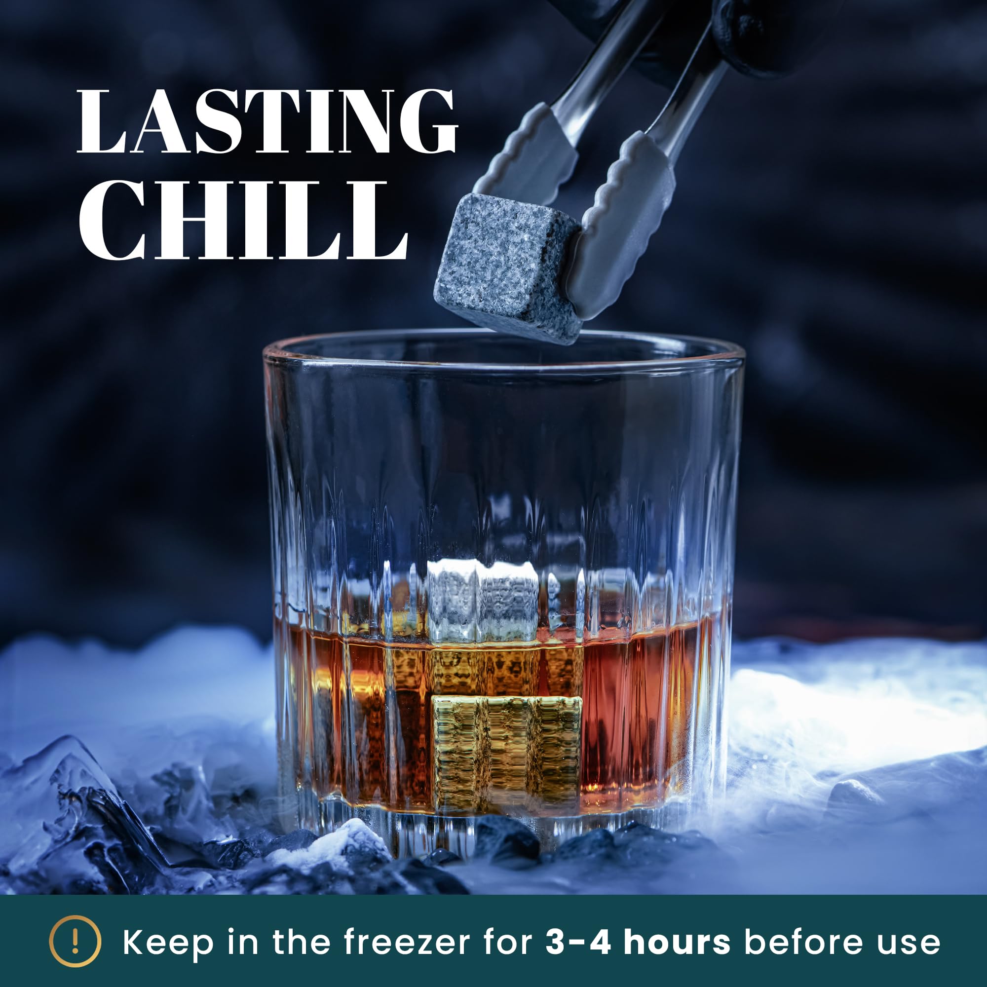 Whiskey Stones Gift Set by Royal Reserve – Artisan Crafted Reusable Chilling Rocks for Scotch Bourbon – Modern Stocking Stuffer for Men Guy Dad Boyfriend Anniversary or Retirement