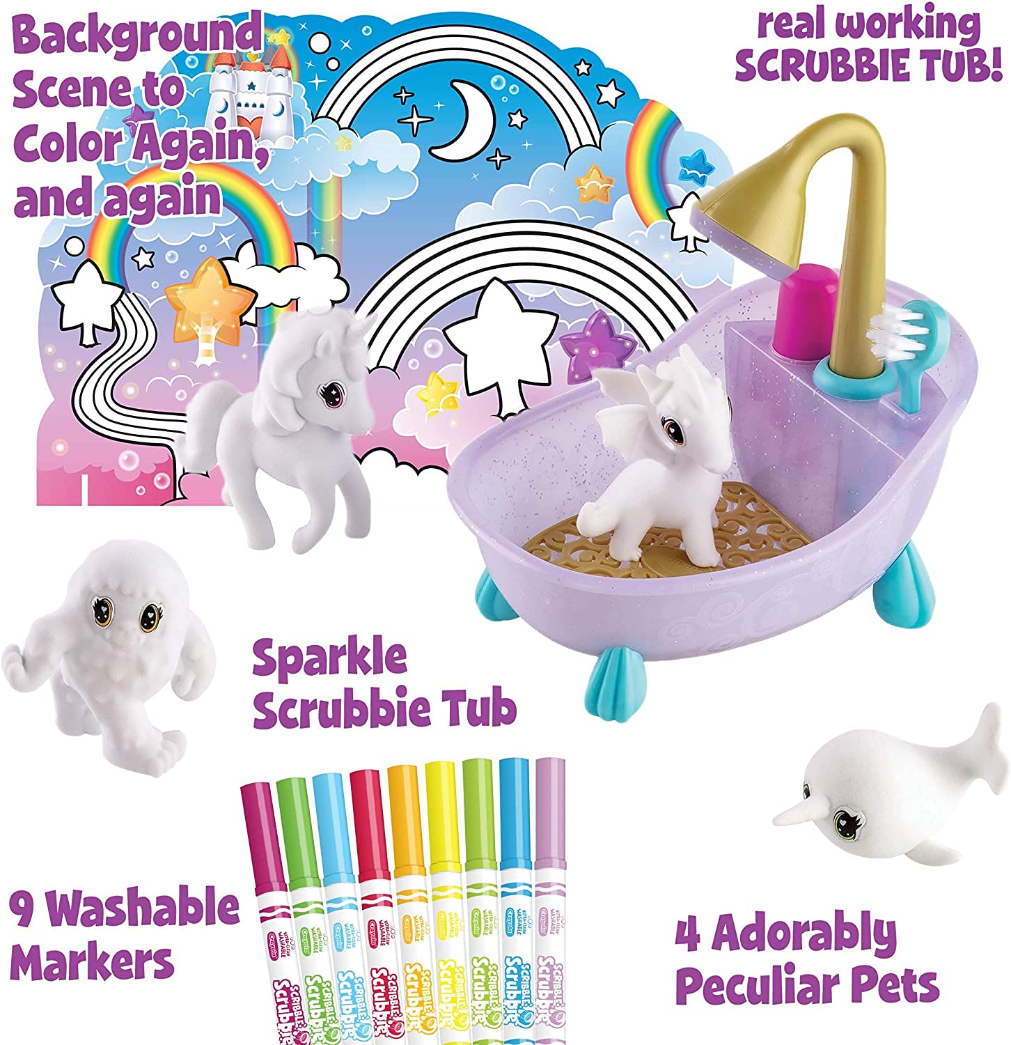 Crayola Scribble Scrubbie Peculiar Pets Tub Playset, Creative Toys