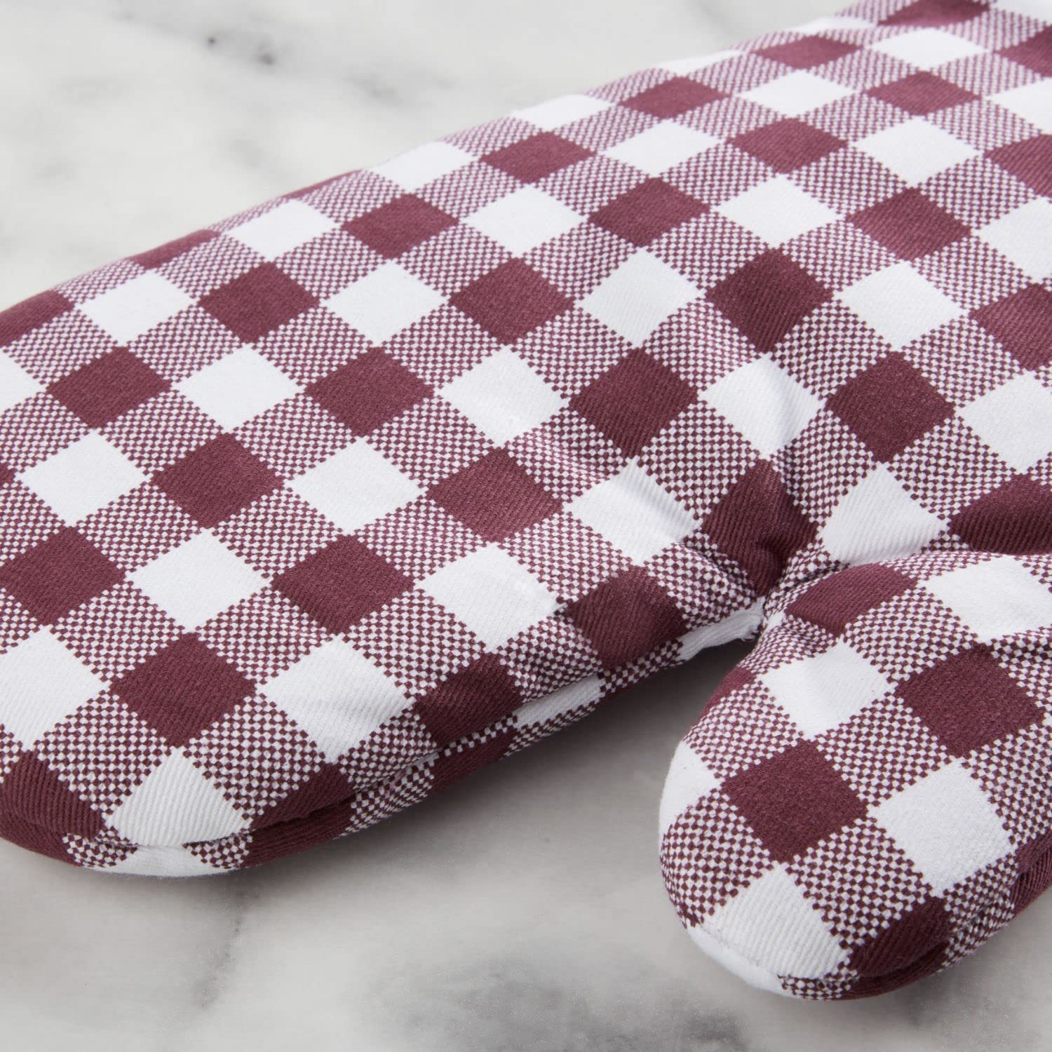 KitchenAid Gingham Oven Mitt 2-Pack Set, Milkshake, 7"x13"