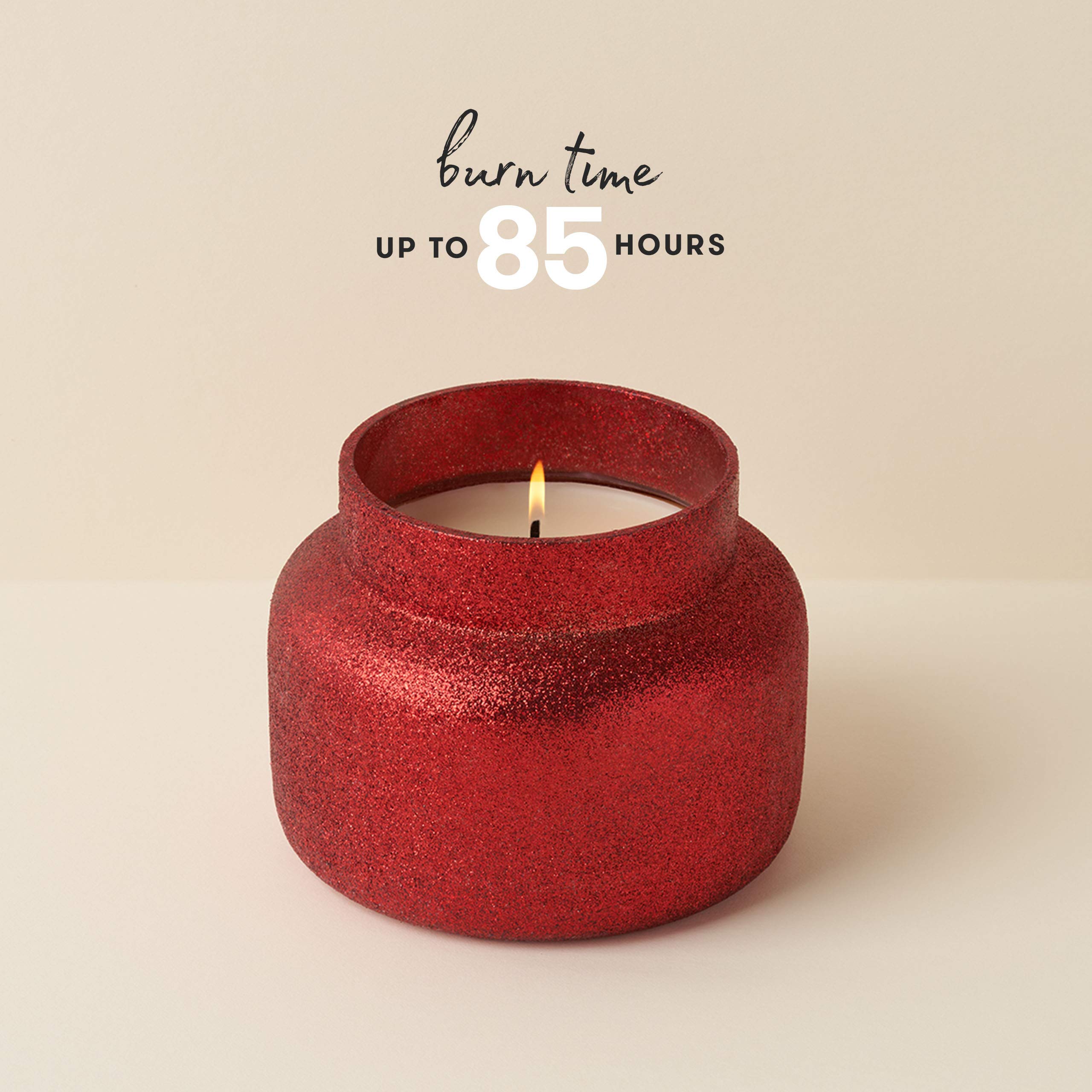 Capri Blue Tinsel & Spice Holiday Candle - Signature Glam Jar Candle - Juniper Berry, Cinnamon & Vanilla Scented Candles - Soy Wax Blend - Christmas Decor - Maroon Glitter Candle Holder (19 oz)