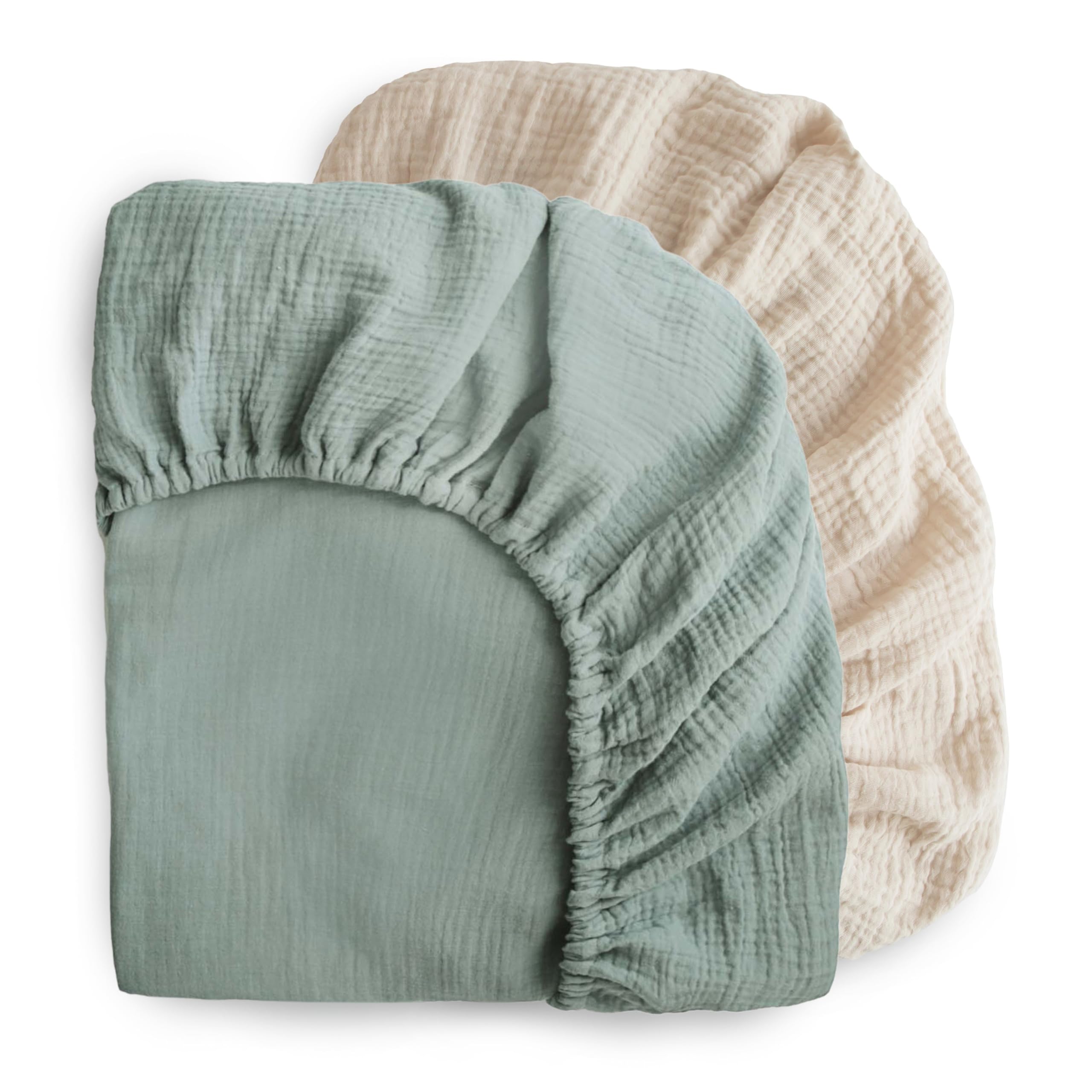 mushie Extra Soft Muslin Fitted Crib Sheet | 192 Thread Count | 28"x 52" (Fog)