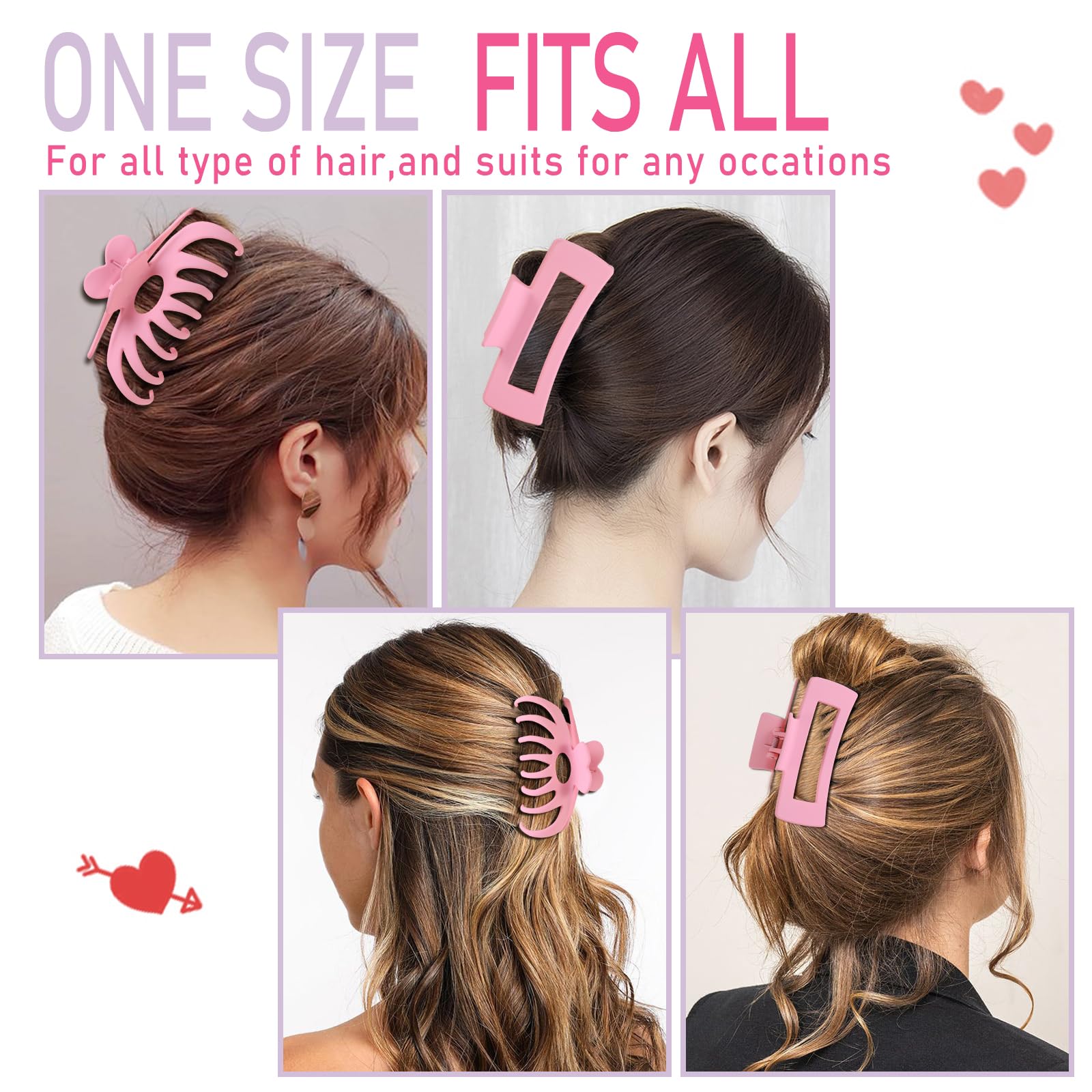 LuSeren Hair Clips for Women 4.3 Inch Large Hair Claw Clips for Women Thin Thick Curly Hair, Big Matte Banana Clips,Strong Hold jaw clips,Neutral Colors