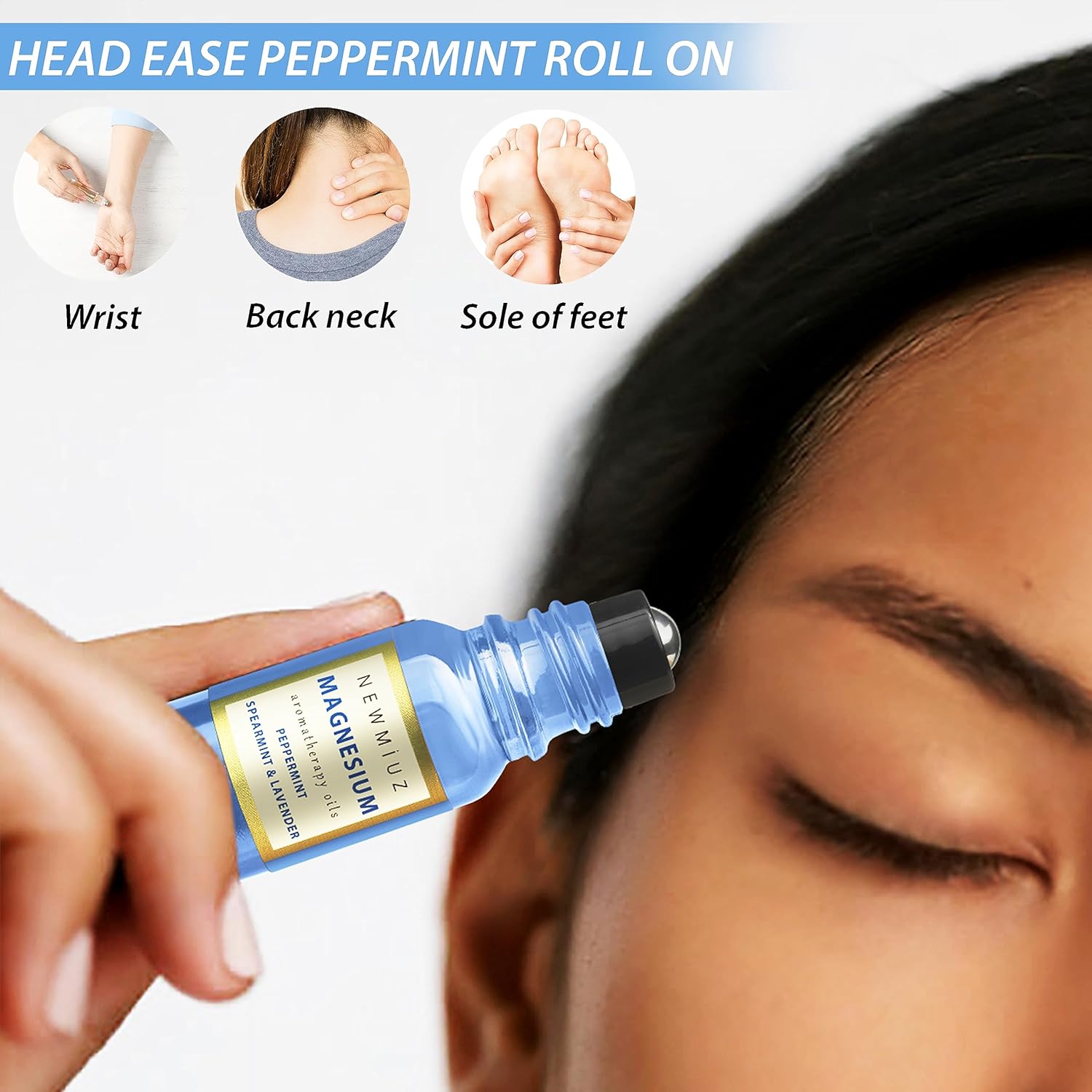 Migraine Roll on Stick Headache Magnesium Arnica Montana Oil Peppermint Eucalyptus Lavender Spearmint Essential Oil Roller Bruise Stress Relief Gifts for Women Perfect Stocking Stuffers