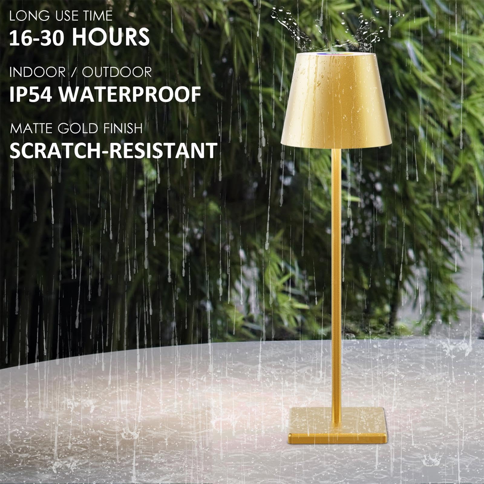 2-Pack LED Cordless Table Lamp, Rechargeable Battery Desk lamp 3W 5500mAh Battery Operated Stepless Dimming Modern Portable Table Light for Restaurant/Bedroom/Outdoor IP54 Waterproof (Off White)