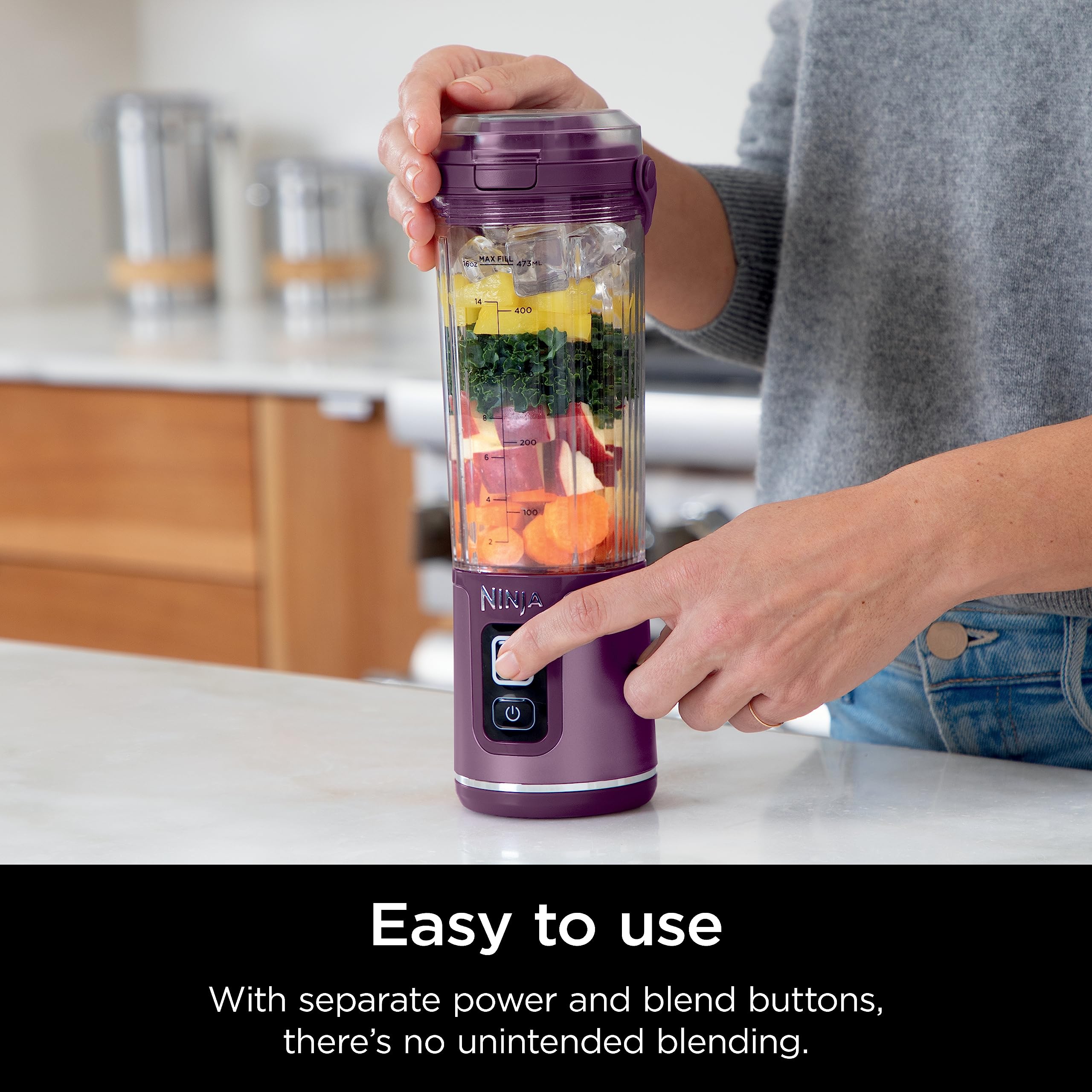 Ninja Blast Portable Blender, Cordless, 18oz. Vessel, Personal Blender For-Shakes and Smoothies, BPA Free, Leakproof-Lid and Sip Spout, USB-C Rechargeable, Dishwasher Safe Parts, Tinted Pink, BC151PK