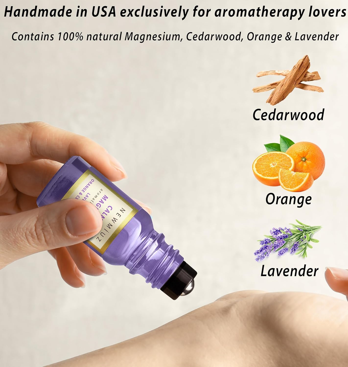 Calm Magnesium Roller Lavender Orange Cedarwood Essential Oil Roll On Calming Aromatherapy Self Care Stress Relief Destress Stocking Stuffers