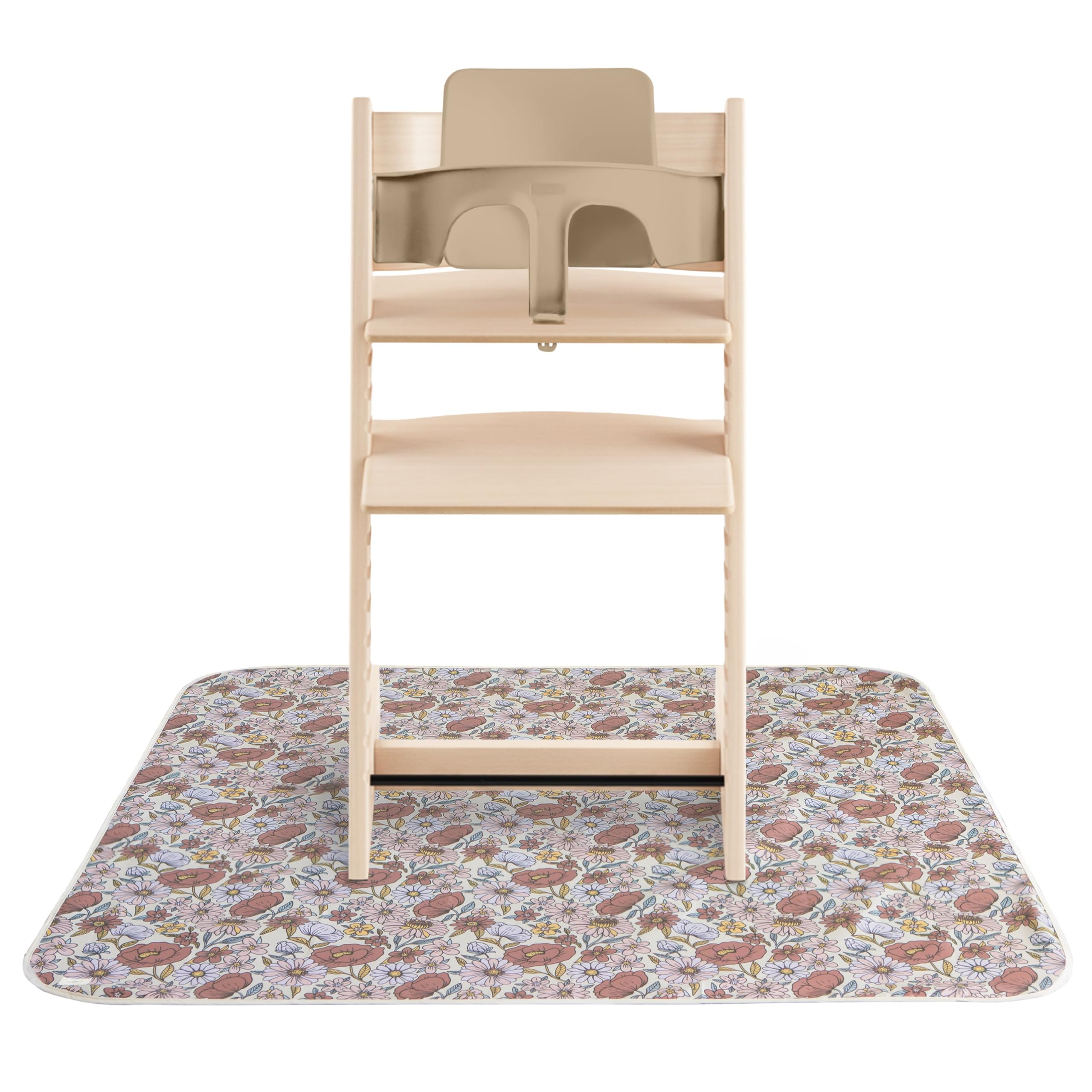 mushie Baby Splat Mat 42.5x42.5 Inch (Fog) | Water Resistant for Under High Chair and Infant Play