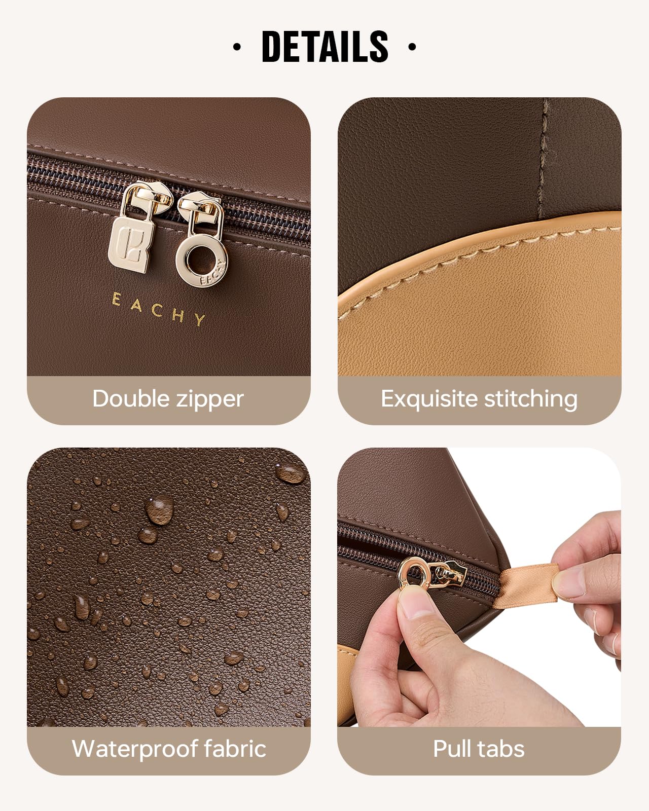EACHY Travel Makeup Bag,Large Capacity Cosmetic Bags for Women,Waterproof Portable Pouch Open Flat Toiletry Bag Make up Organizer with Divider and Handle
