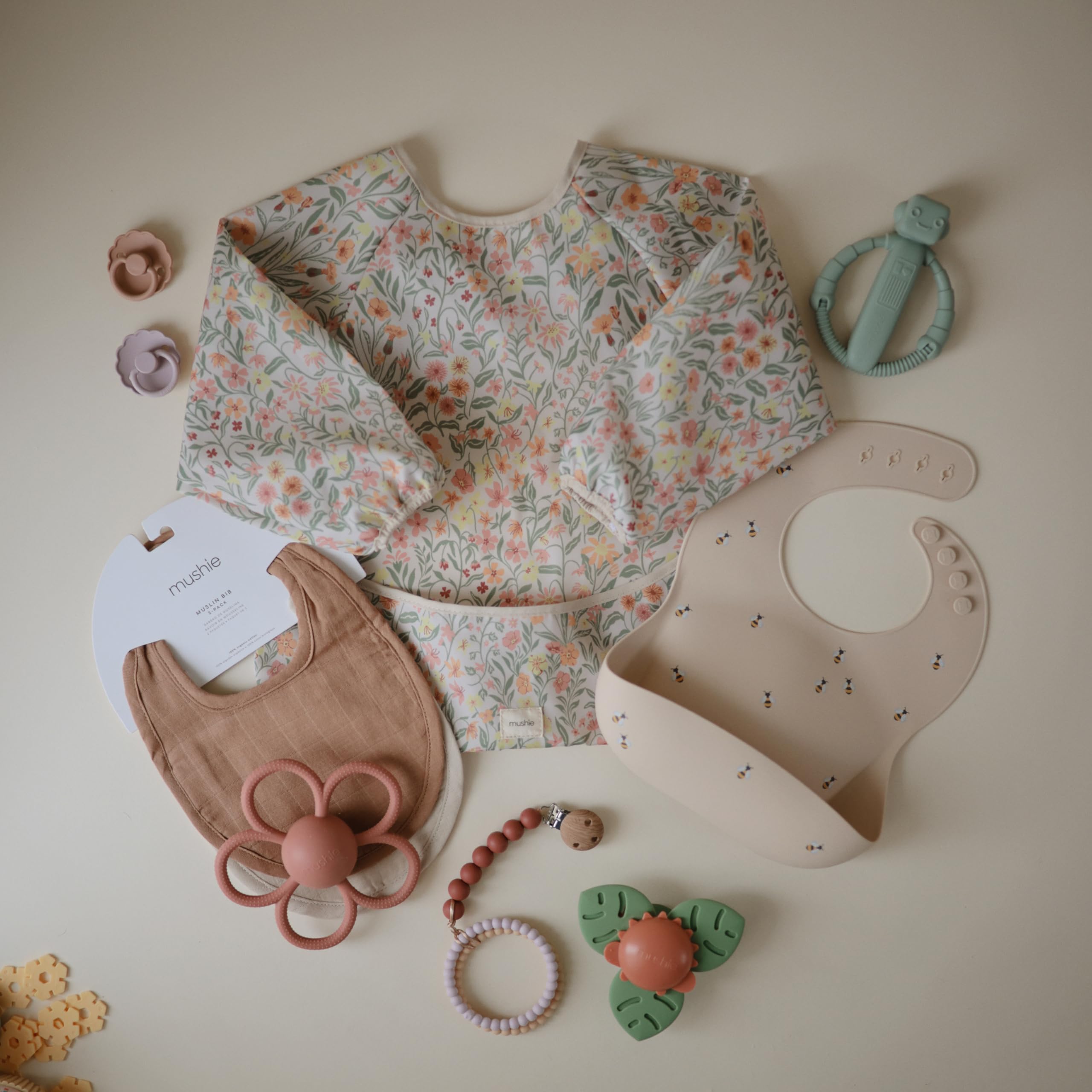 mushie Silicone Baby Bib | Adjustable Fit Waterproof Bibs (Whales)