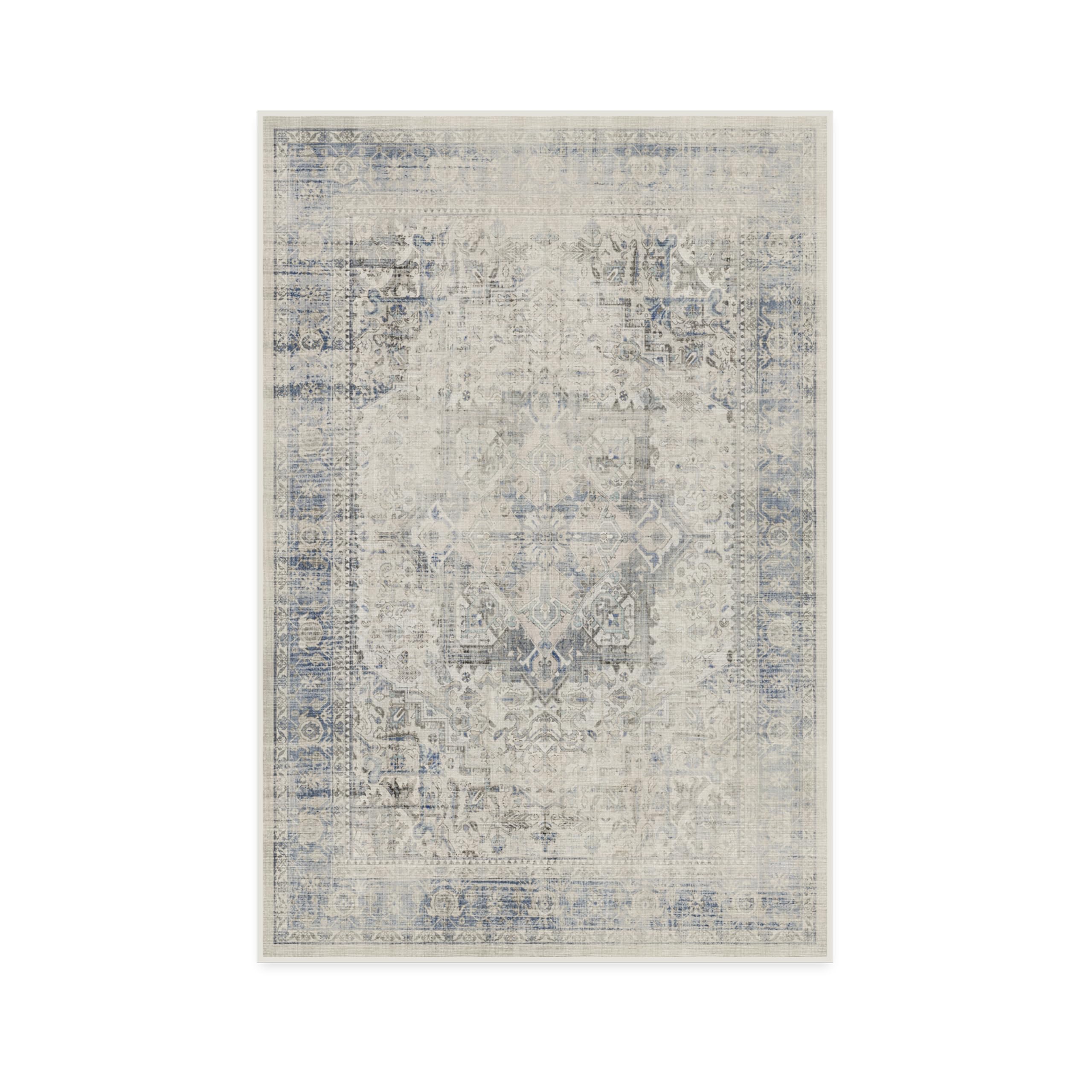 RUGGABLE Kamran Washable Rug - Perfect Vintage Area Rug for Living Room Bedroom Kitchen - Pet & Child Friendly - Stain & Water Resistant - Hazel 5&