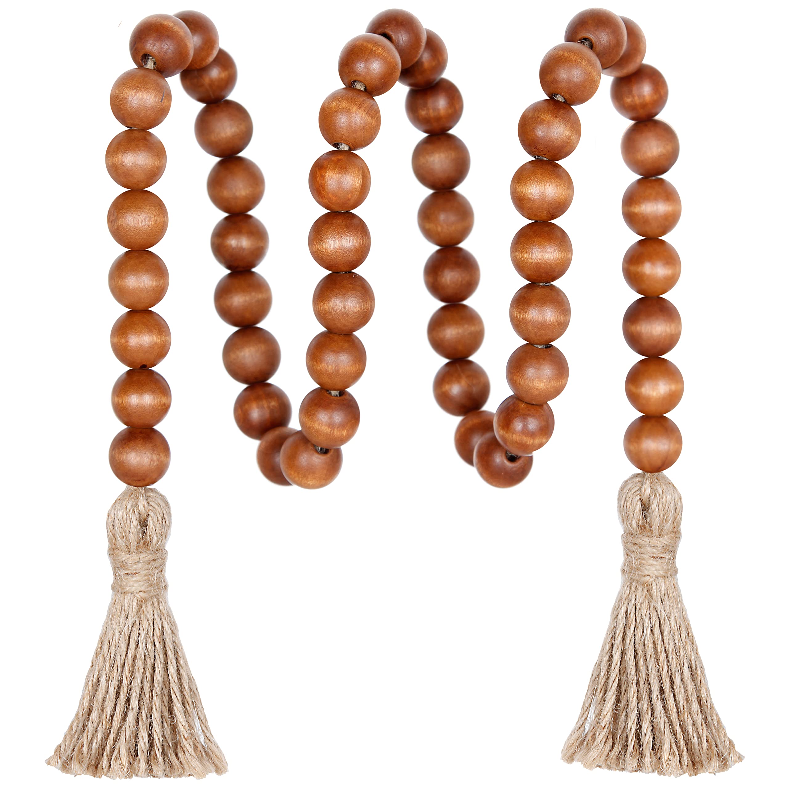 Meplait 39in Wood Bead Garland Farmhouse with Tassels,Versatile Prayer Beads Boho Chic Wall Hanging Home Decor (Purple)