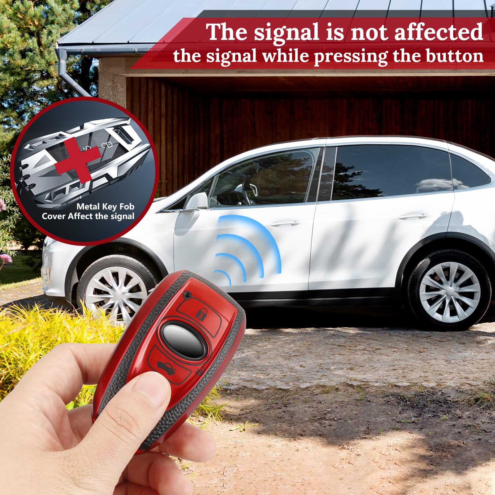 Cadillac Key Fob Cover with Metal Braided Rope Keychain, Upgraded Soft Key Case for 2015-2019 Escalade CTS SRX XT5 ATS STS CT6 (5 Button) (Gold Edge)