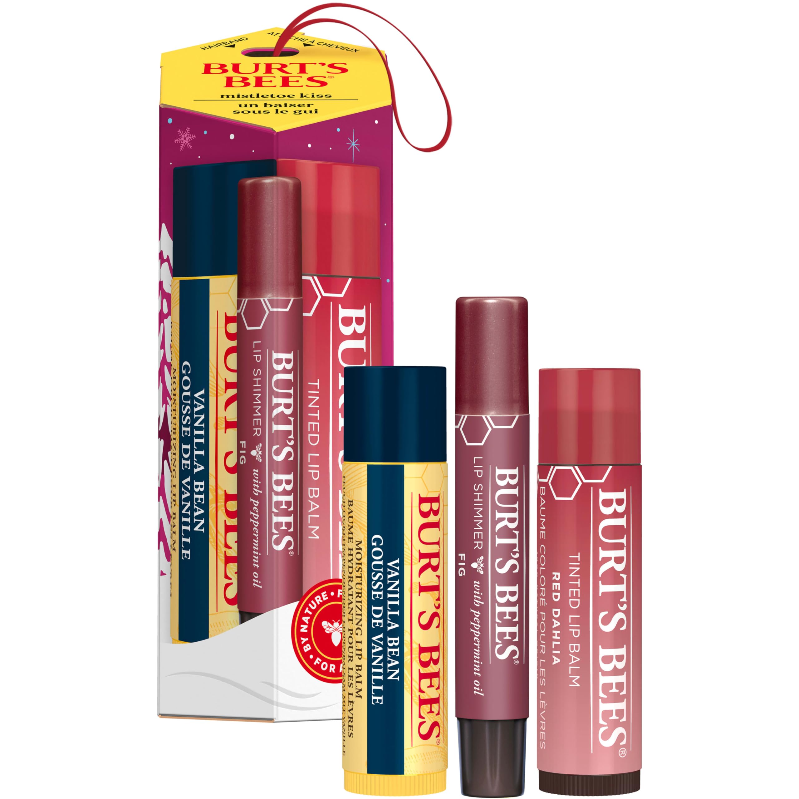 Burt’s Bees Christmas Gifts, 4 Lip Balm Stocking Stuffers Products, Beeswax Bounty Classic Set - Original Beeswax Moisturizing Lip Balm (4-Pack)