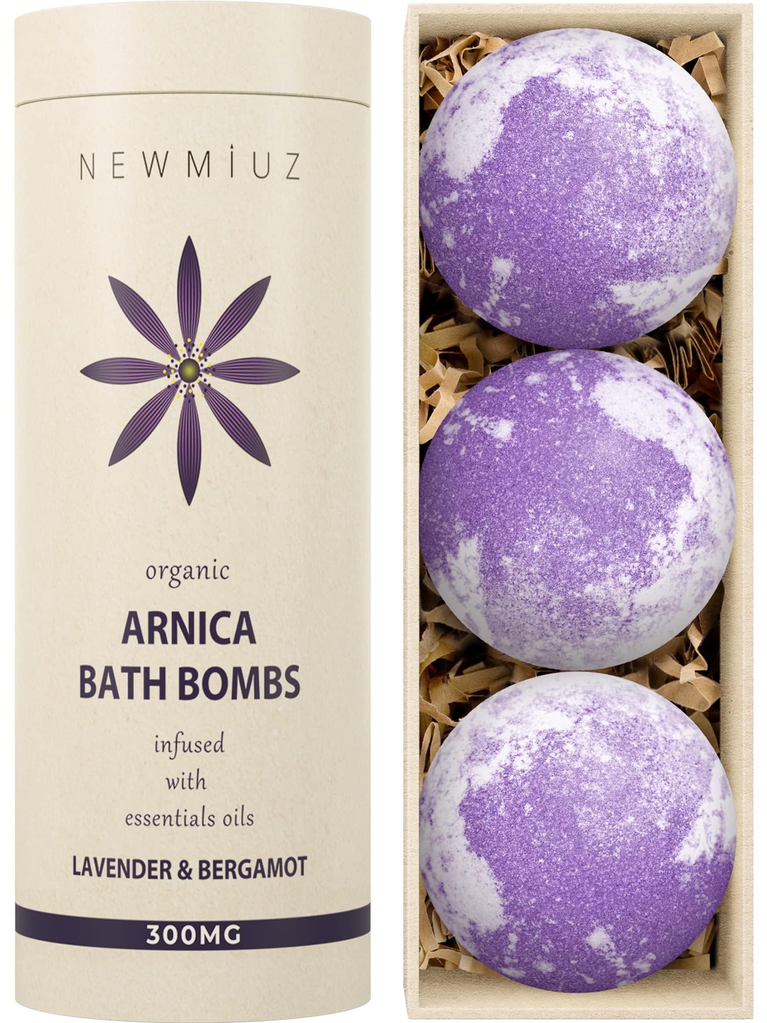 Arnica Bubble Bath Bombs Infused Lavender & Bergamot - Essential Luxurious Mega Foaming Bath bombs Additives for Dry Skin Nourishment Moisturizing - Blissful Bathing Experience Christmas Birthday Gift