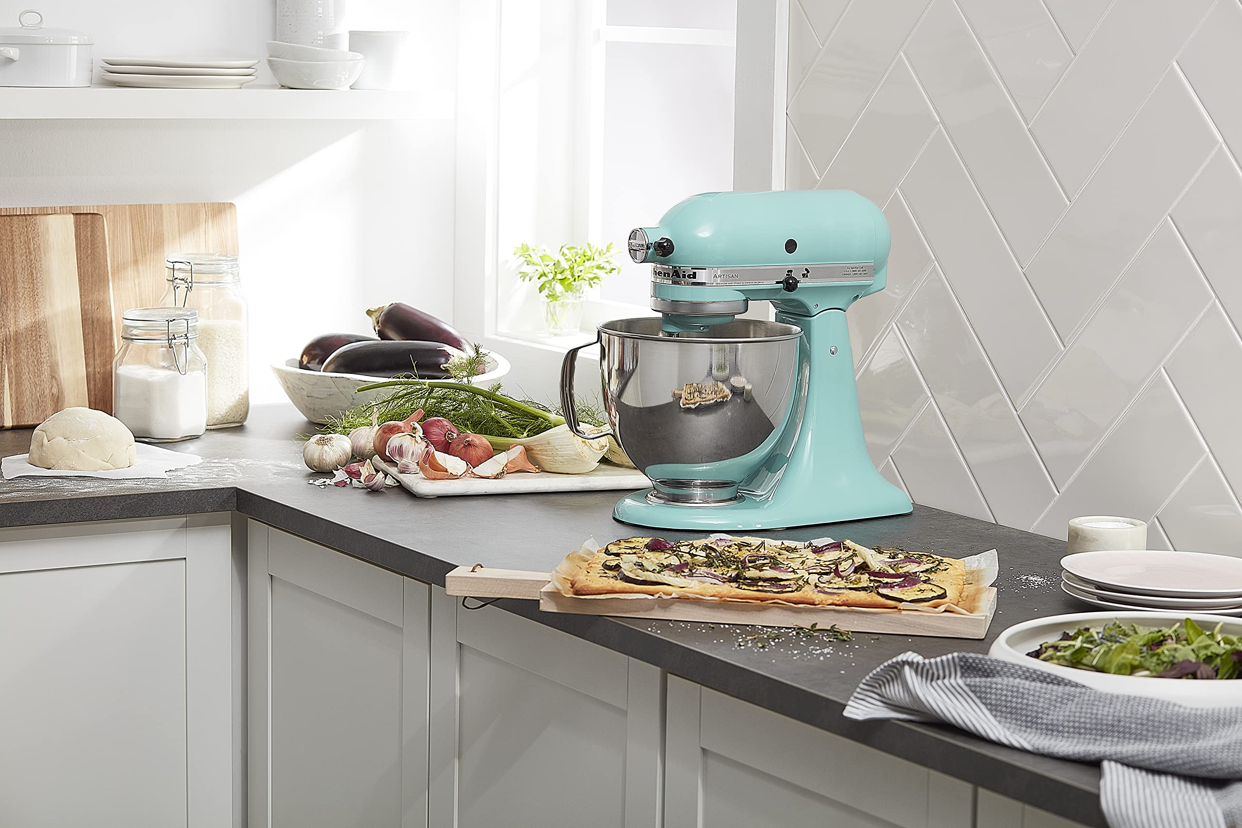 KitchenAid Artisan Series 5-Quart Tilt-Head Stand Mixer, Almond Cream, KSM150PSAC