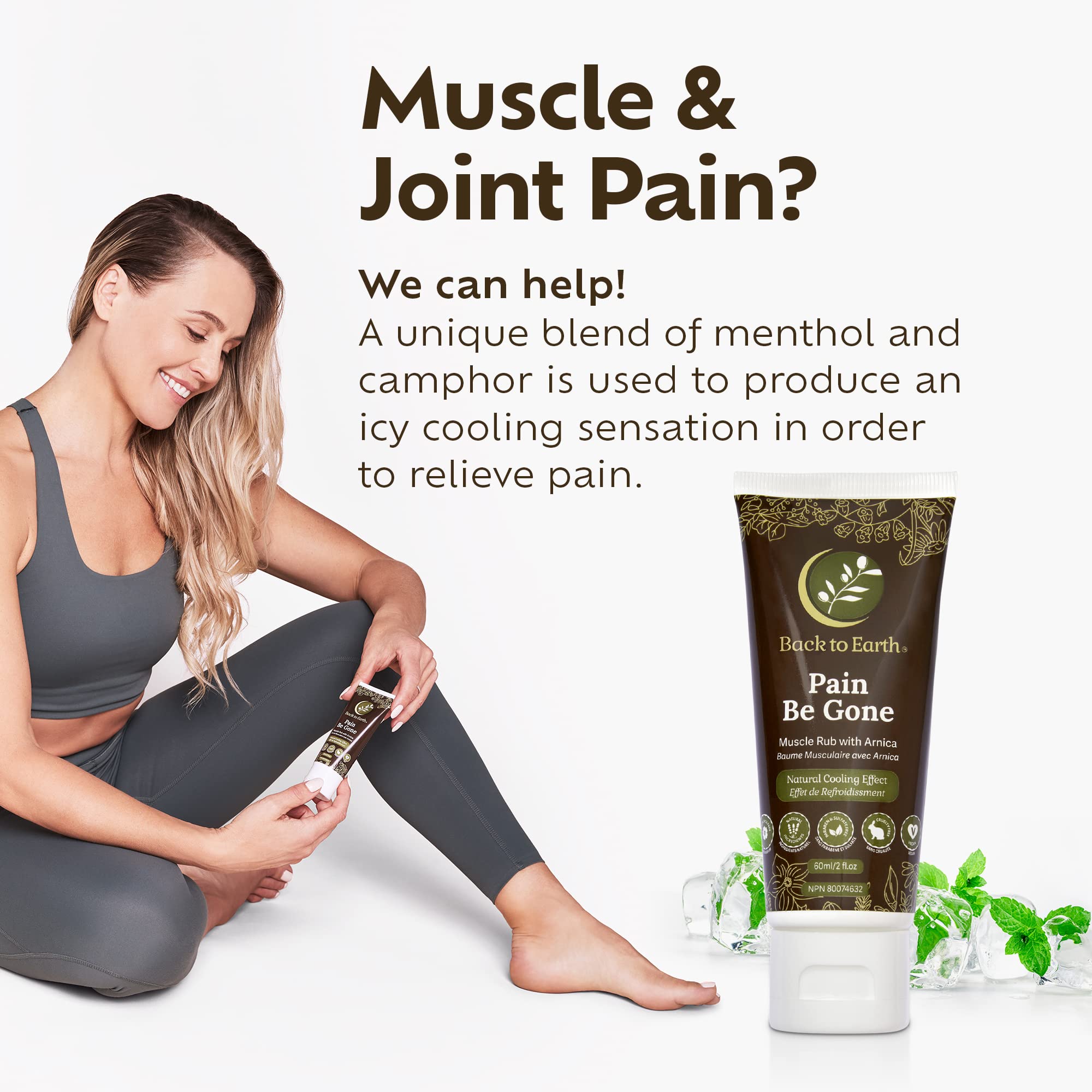 Natural Arnica Gel Muscle Relaxer | Back To Earth’s Pain Be Gone | Unscented Muscle Rub for Pain Relief | Sore Muscle Massage | Provides Shoulder Pain Relief, Neck Pain Relief, Back Pain Relief | 200 mL