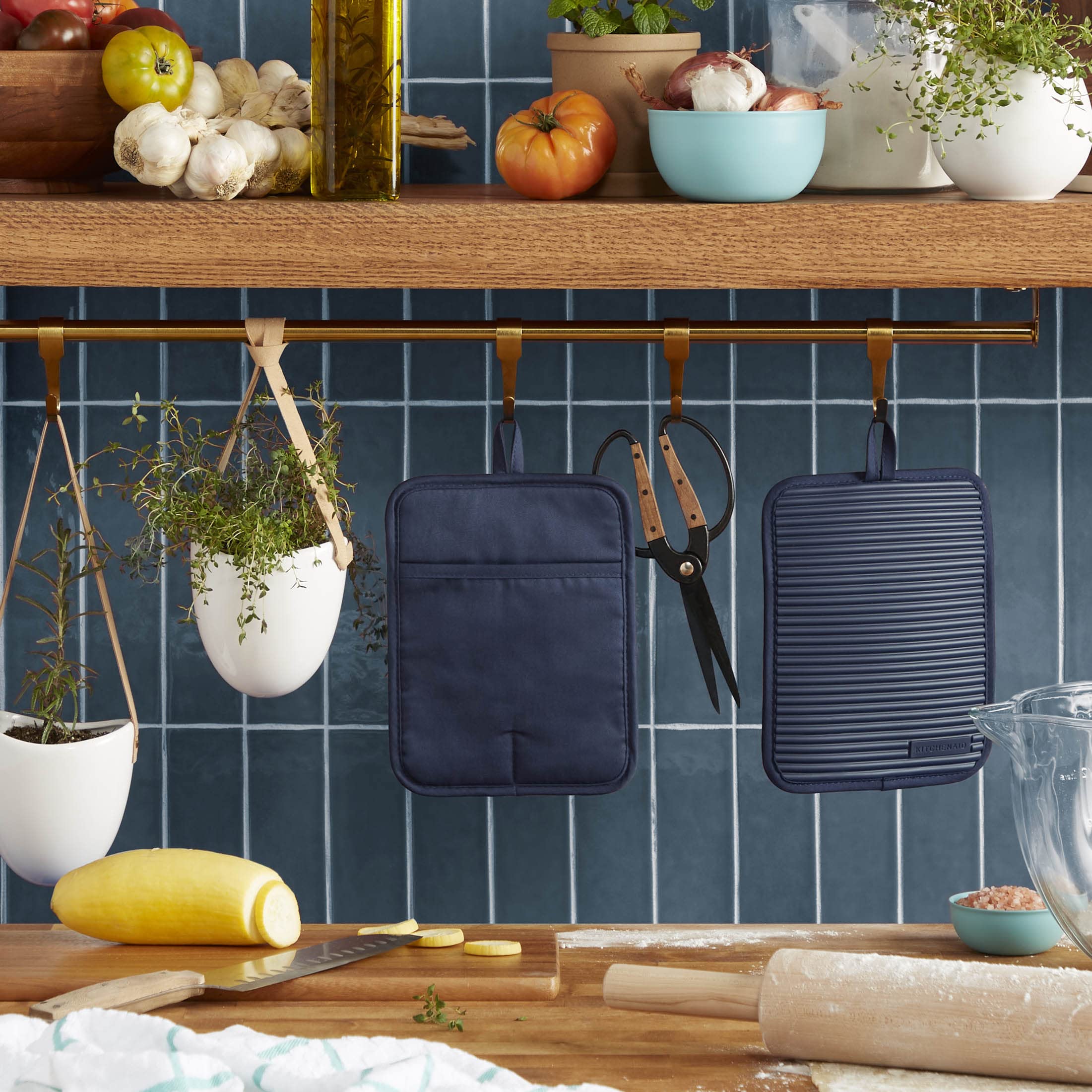 KitchenAid Ribbed Soft Silicone Water Resistant Pot Holder Set, Milkshake , 2 Piece Set, 7"x9"