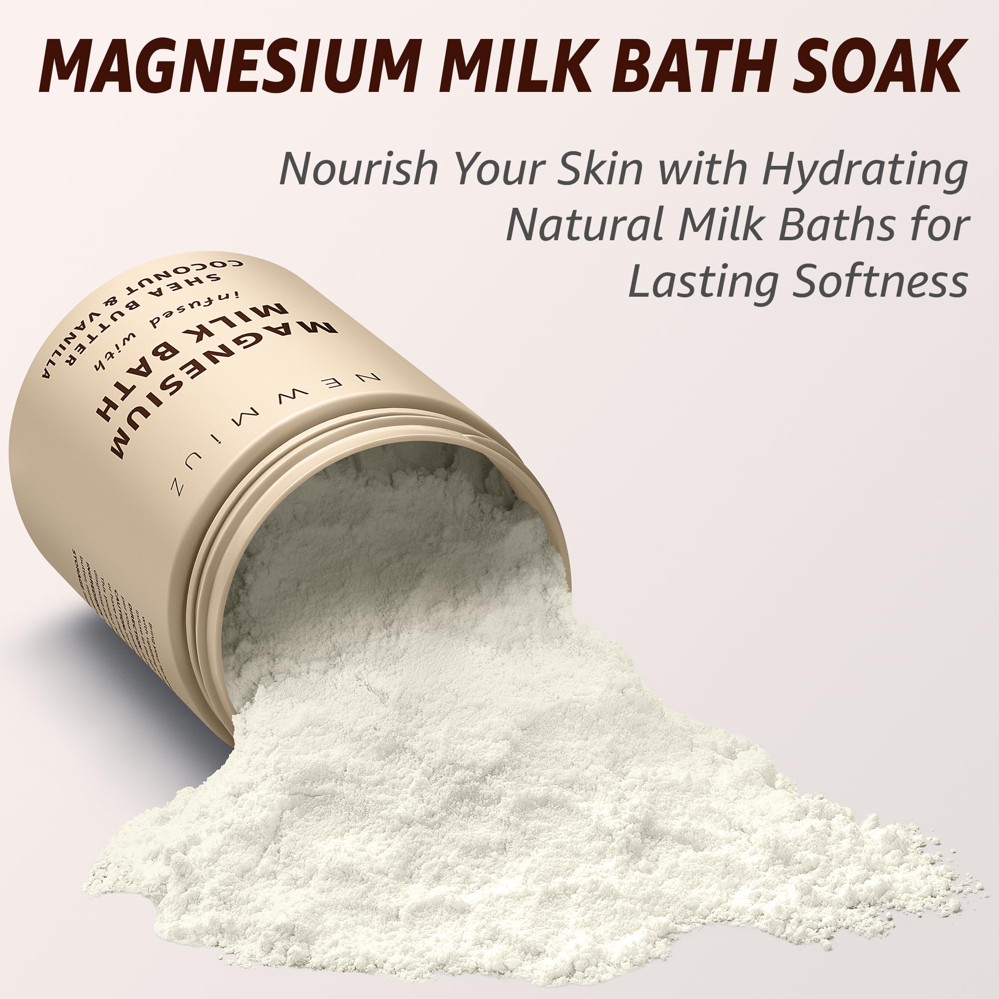 Creamy Magnesium Milk Bath Soak Powder Moisturize Soften Skin Coconut Vanilla Shea Butter Luxury Spa Bath Salt Mother&
