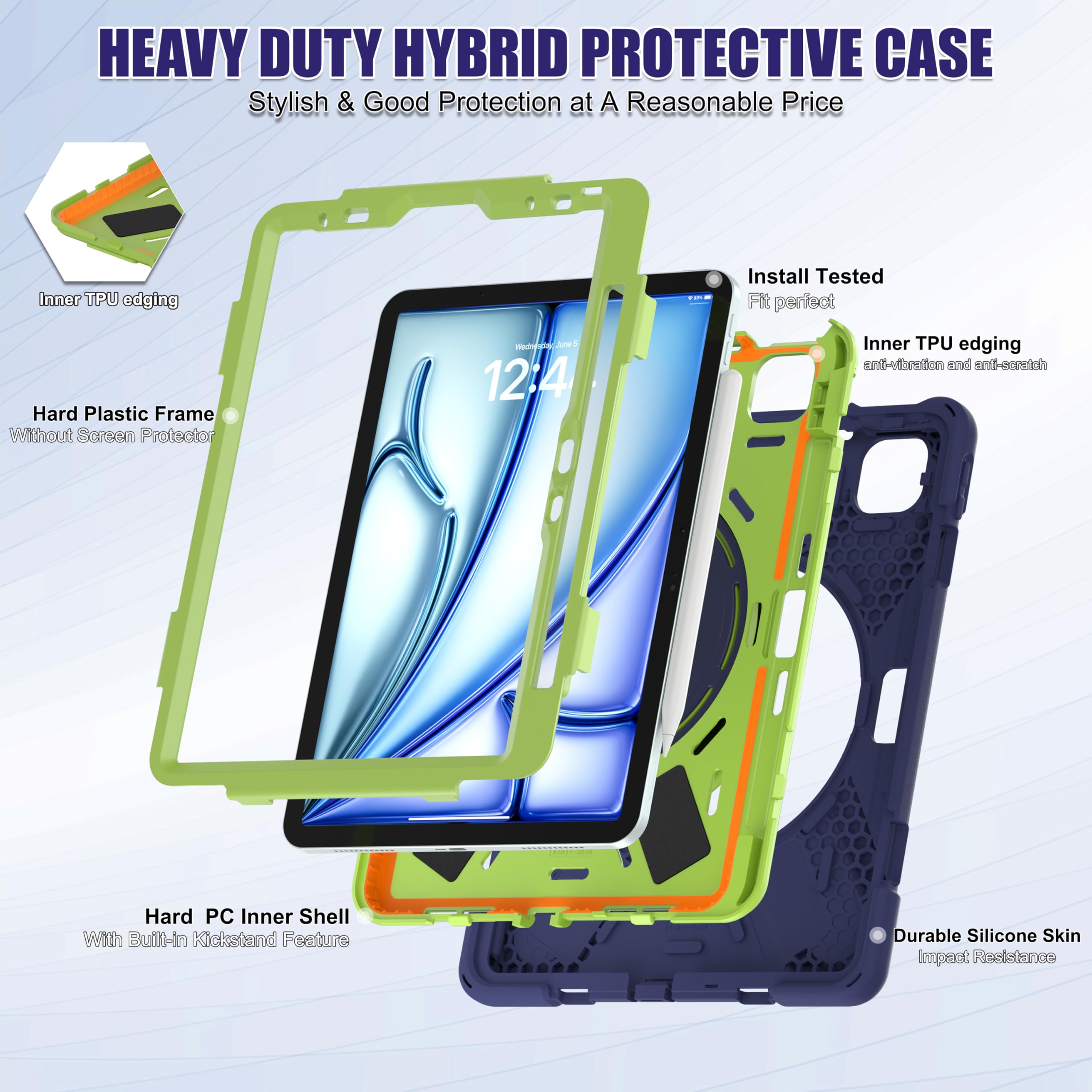 SCSVPN for iPad Air 11 Inch Case 2024 M2(6th Gen), iPad Air 5th/4th Generation Case 10.9&