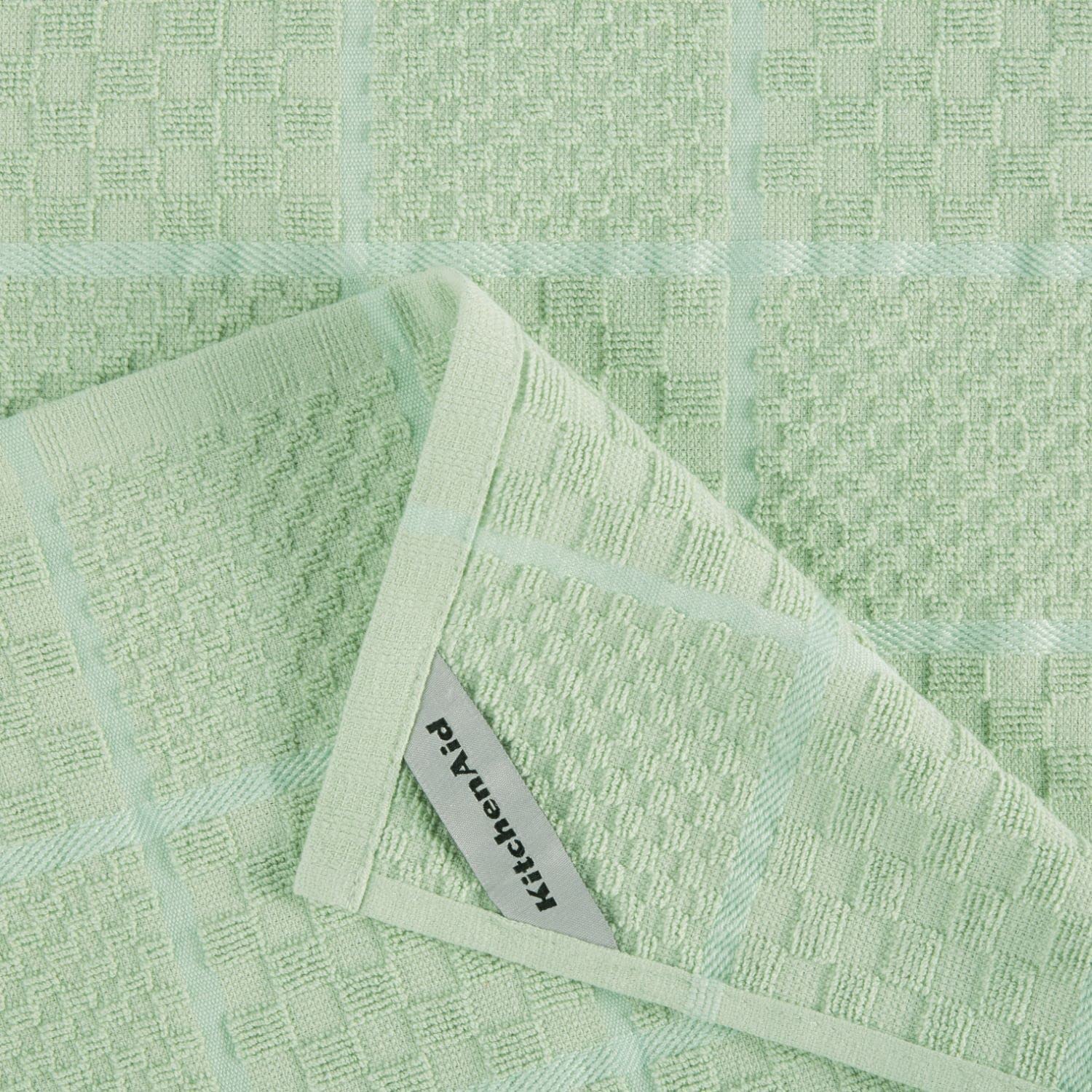 KITCHENAID Quilted Cotton Terry Cloth Oven Mitt, Pot Holder, Kitchen Towel 4-Pack Set, Heat Resistant, Silicone Grip, Gift Set, Milkshake, 16"x26", 7"x13" & 7"x10"