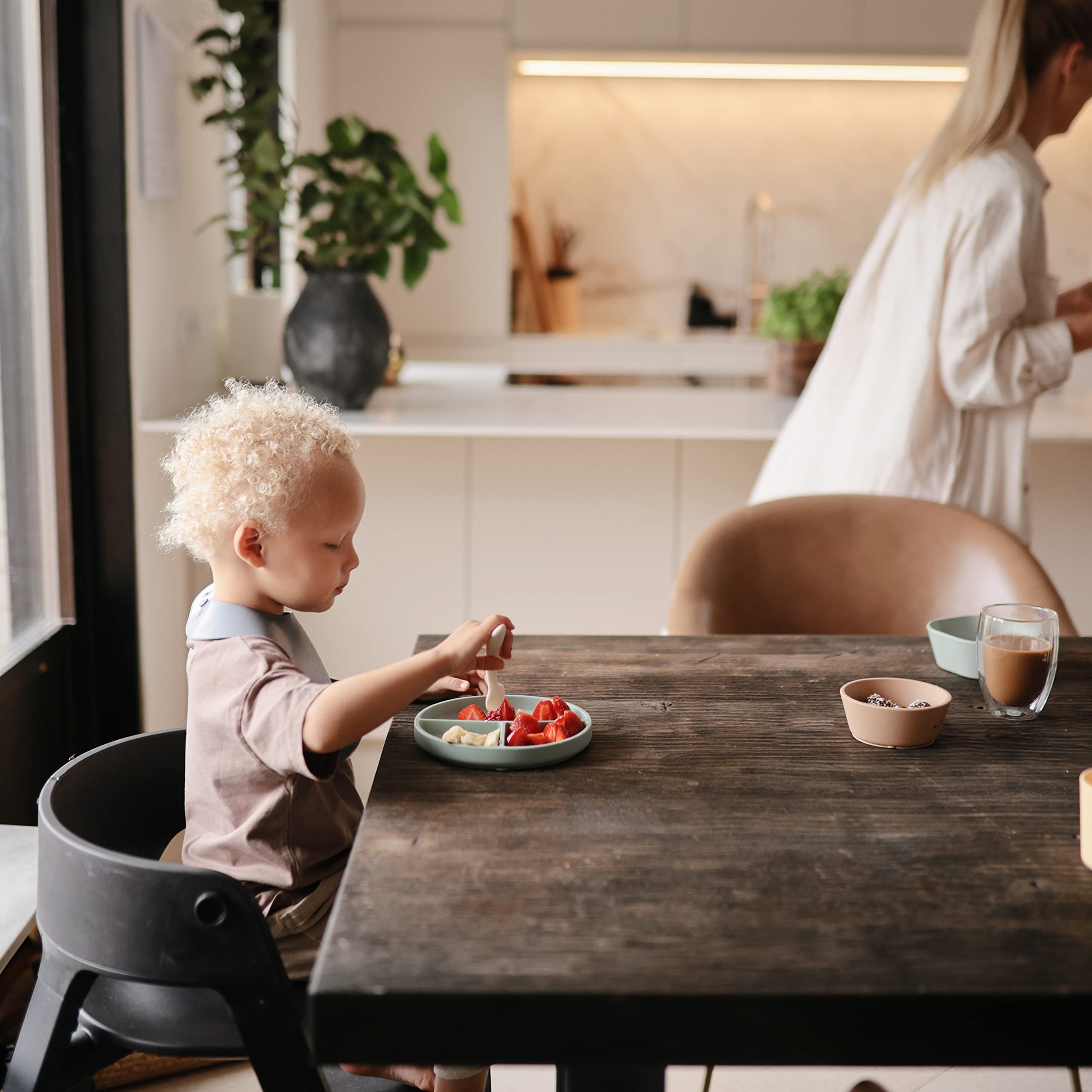 mushie Silicone Baby Bib | Adjustable Fit Waterproof Bibs (Whales)