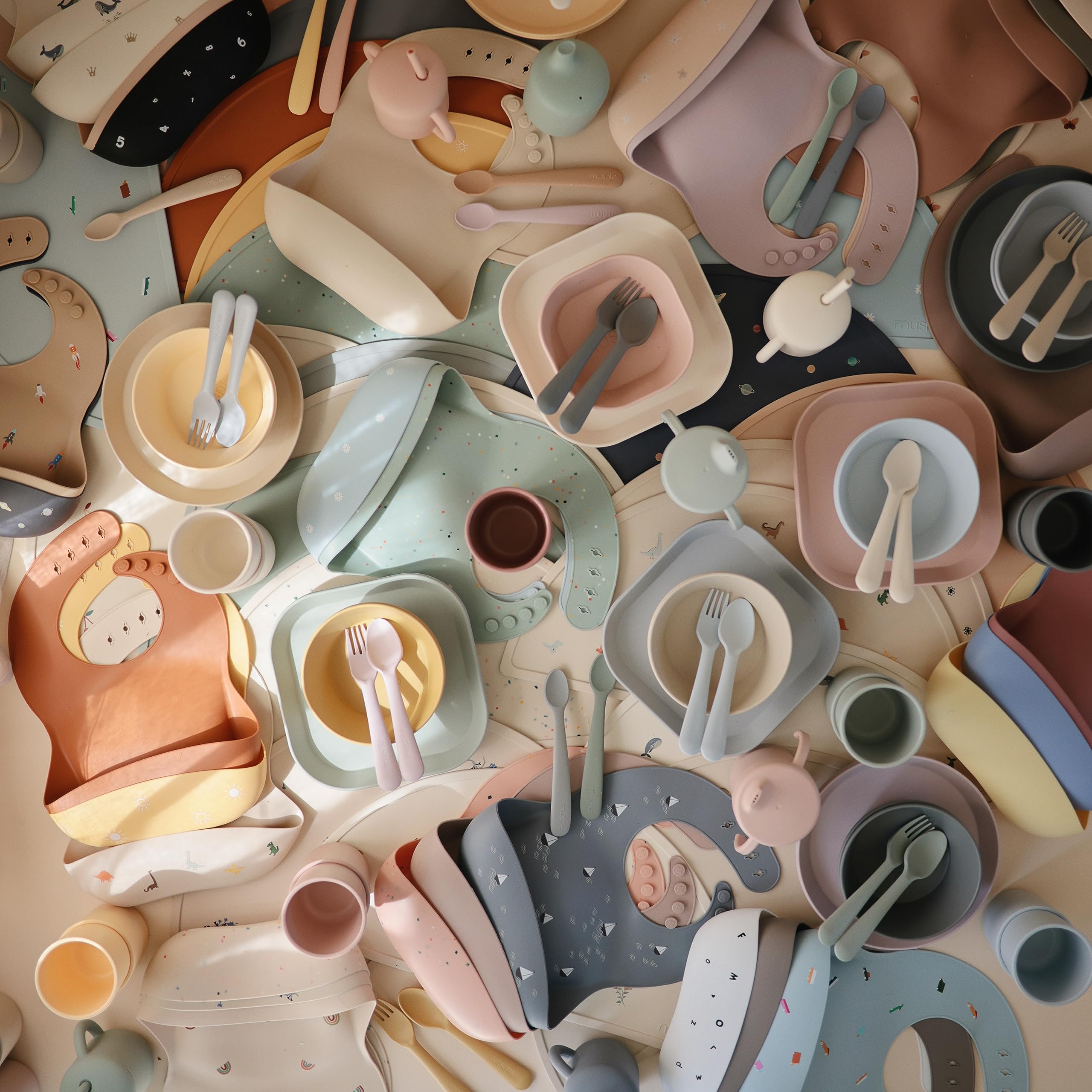 mushie Silicone Baby Bib | Adjustable Fit Waterproof Bibs (Whales)