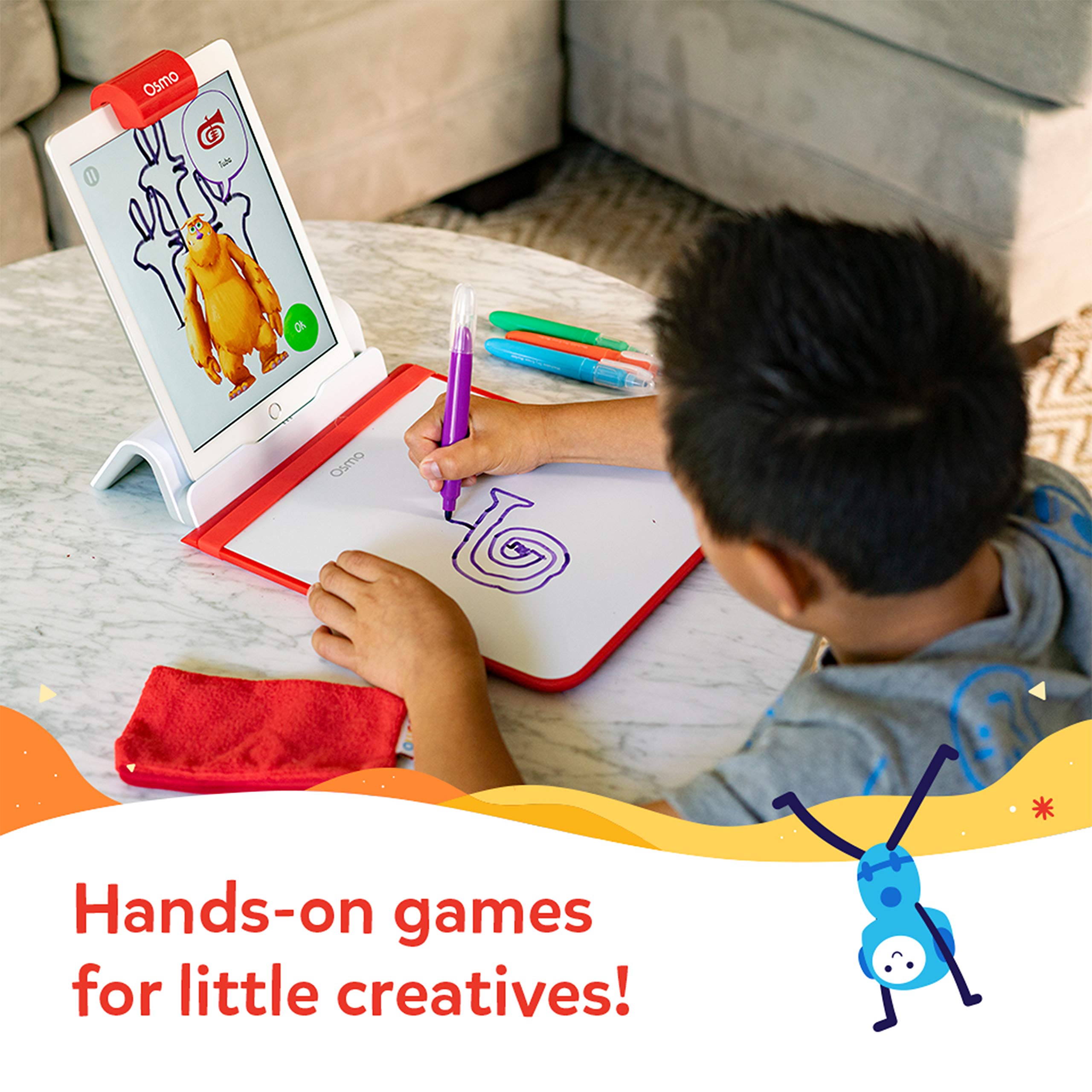 Osmo - Creative Starter Kit for iPad - 3 Educational Learning Games - Ages 5-10 - Drawing, Word Problems & Early Physics - STEM Toy Gifts for Kids, Boy & Girl - Ages 5 6 7 8 9 10 (Osmo Base Included)