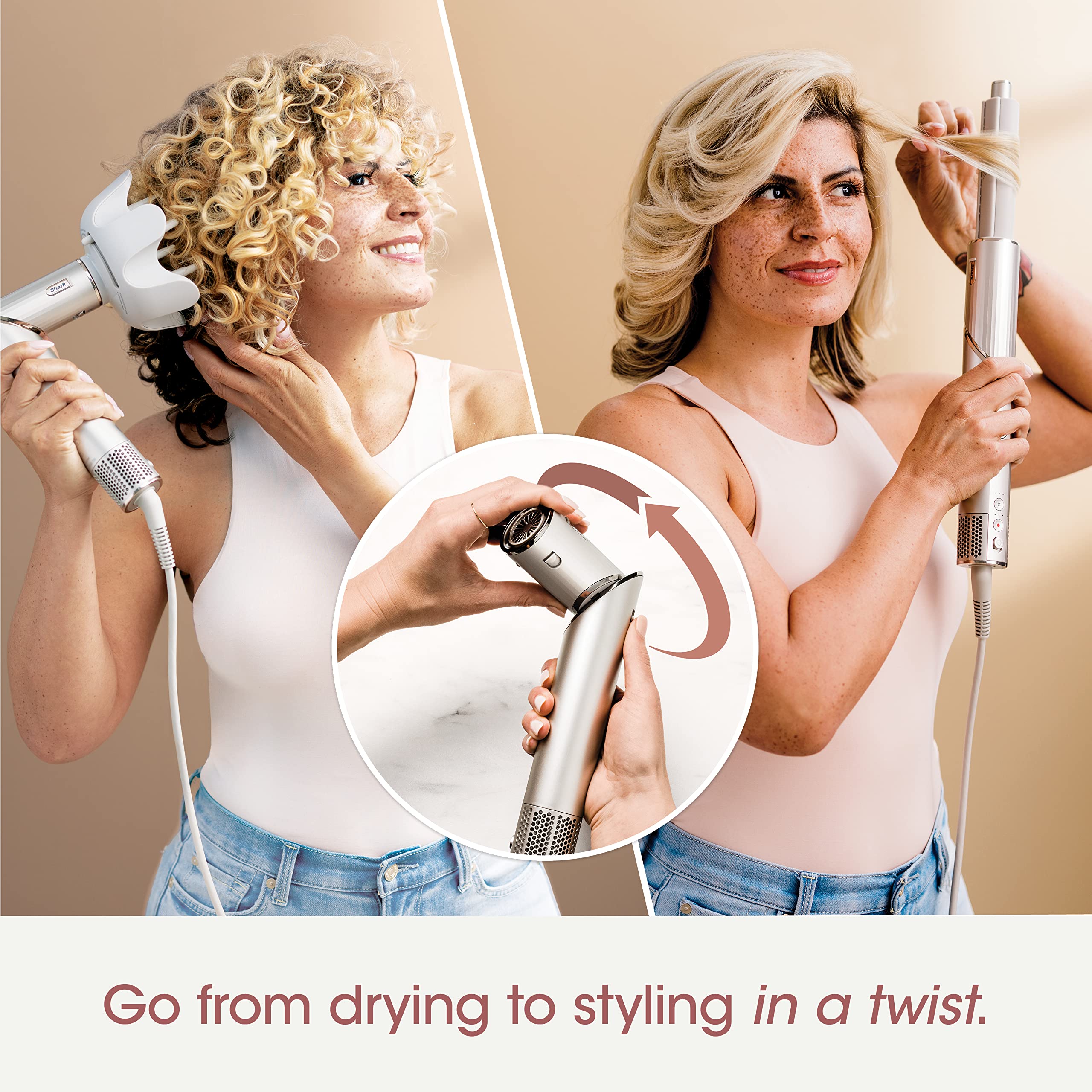 Shark HD430 FlexStyle Air Styling & Drying System, Powerful Hair Dryer Brush & Multi-Styler with Auto-Wrap Curlers, Paddle Brush, Oval Brush, Concentrator Attachment, Stone