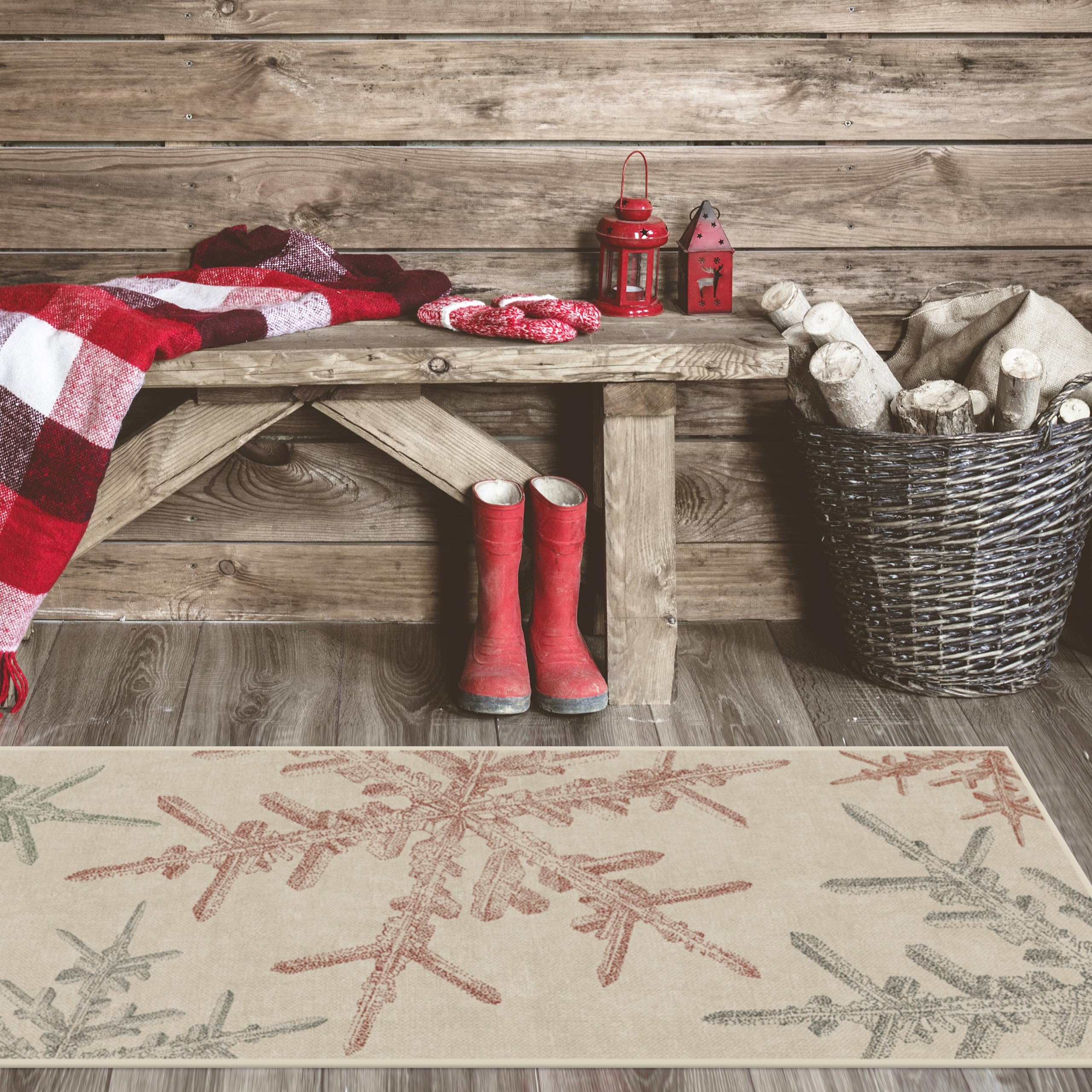 RUGGABLE Winter Plaid Washable Rug - Perfect Holiday Area Rug for Living Room Bedroom Kitchen - Pet & Child Friendly - Stain & Water Resistant - Dress Stewart Tartan Plaid 3&