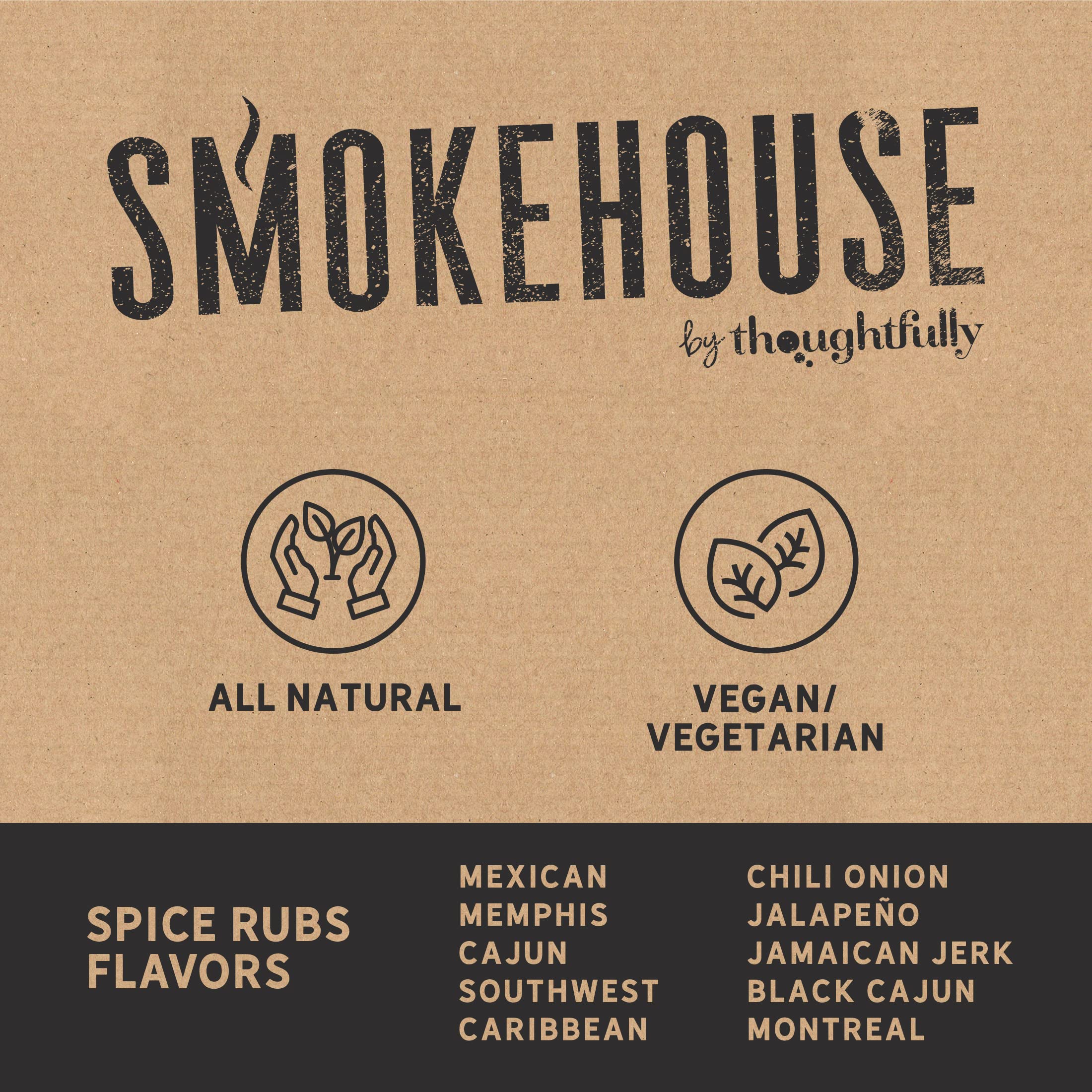 Smokehouse Gift Set by Thoughtfully, Vegan and Vegetarian Barbecue Rubs, Flavors Include Cajun, Caribbean, Memphis and Southwest, Set of 4