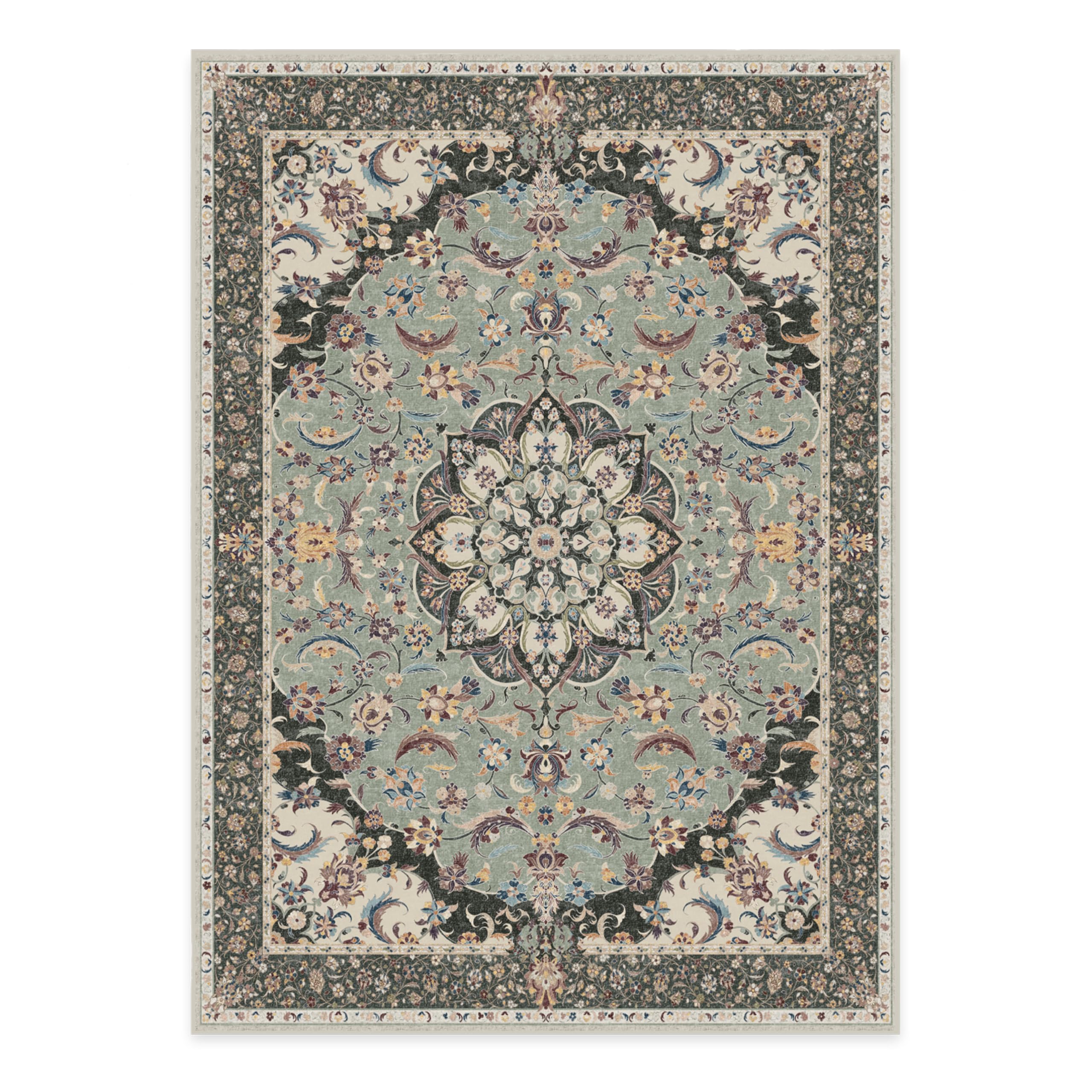 RUGGABLE Sima Washable Rug - Perfect Vintage Area Rug for Living Room Bedroom Kitchen - Pet & Child Friendly - Stain & Water Resistant - Royal Blue 2&