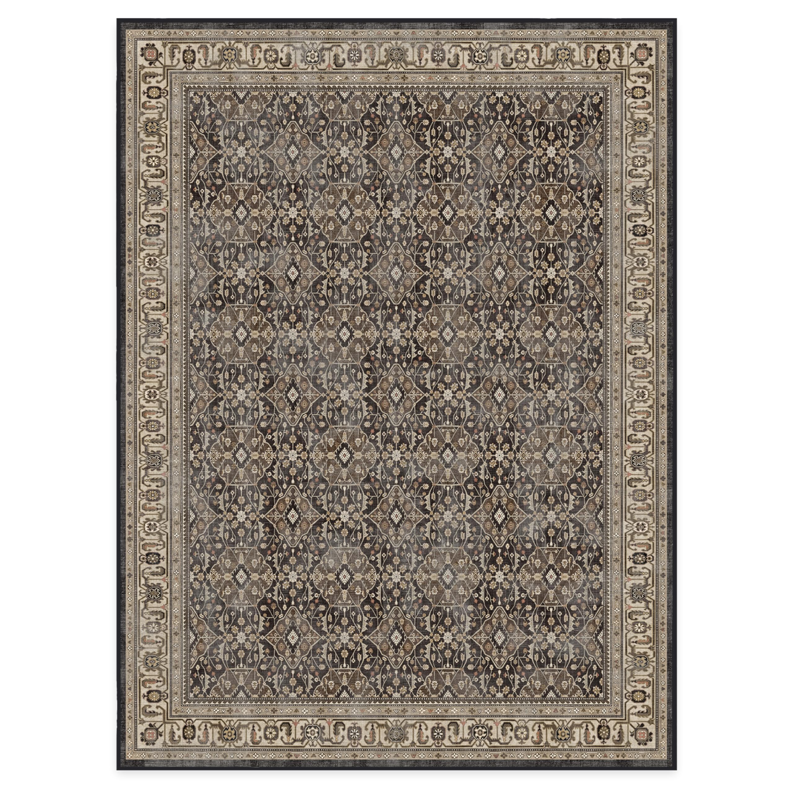 RUGGABLE – Alessia Dark Wood – Machine Washable Area Rug – Pet & Child Friendly – Stain & Water Resistant – Non-Slip – 5&
