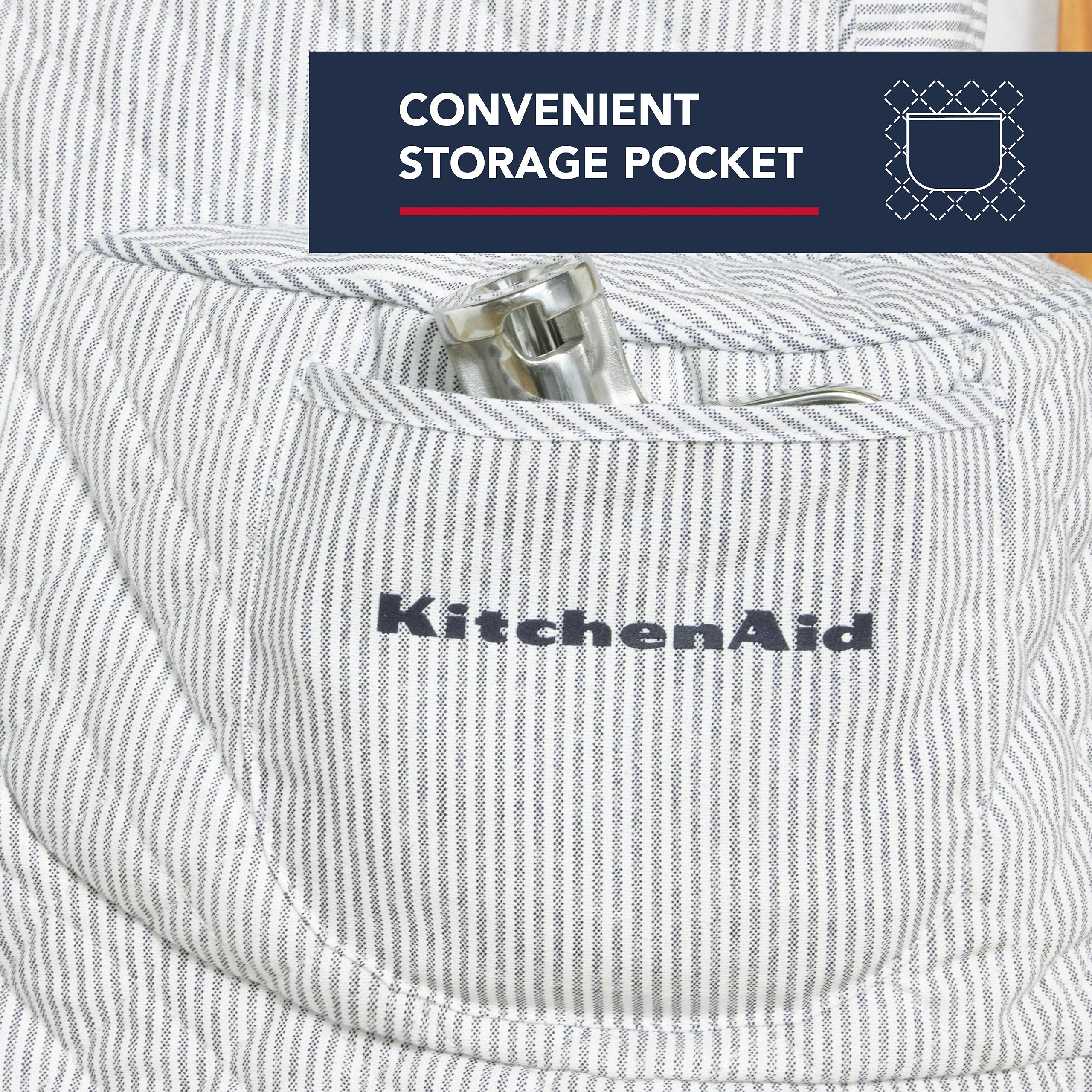 KITCHENAID Fitted Tilt-Head Solid Stand Mixer Cover with Storage Pocket, Quilted 100% Cotton, Milkshake, 14.4"x18"x10"