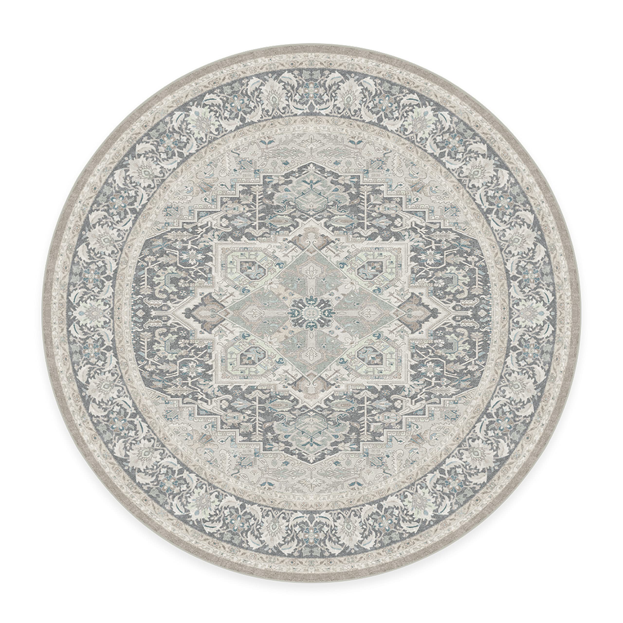 RUGGABLE Hendesi Heriz Washable Rug - Perfect Antique Vintage Area Rug for Living Room Bedroom Kitchen - Pet & Child Friendly - Stain & Water Resistant, Non-Slip - Abalone 2&