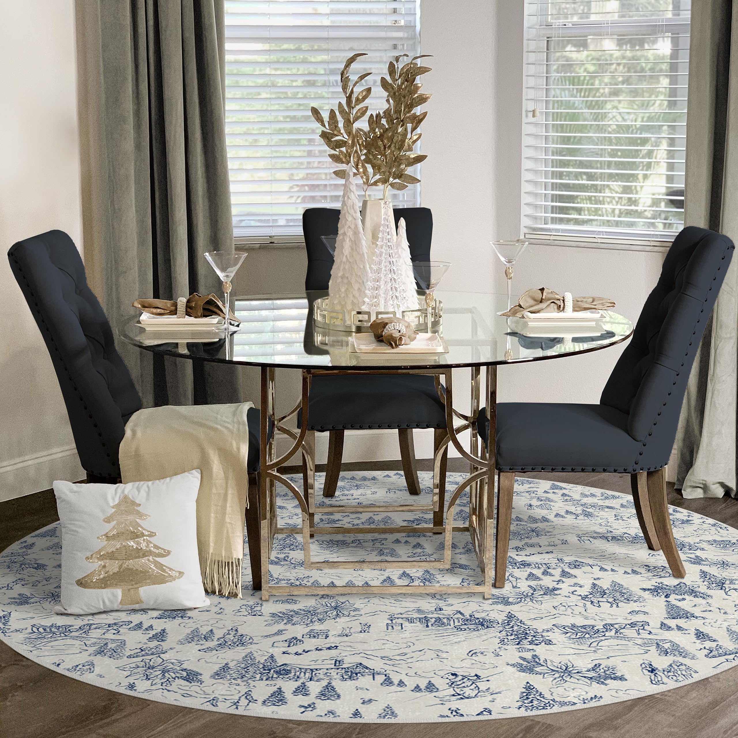 RUGGABLE Winter Plaid Washable Rug - Perfect Holiday Area Rug for Living Room Bedroom Kitchen - Pet & Child Friendly - Stain & Water Resistant - Dress Stewart Tartan Plaid 3&