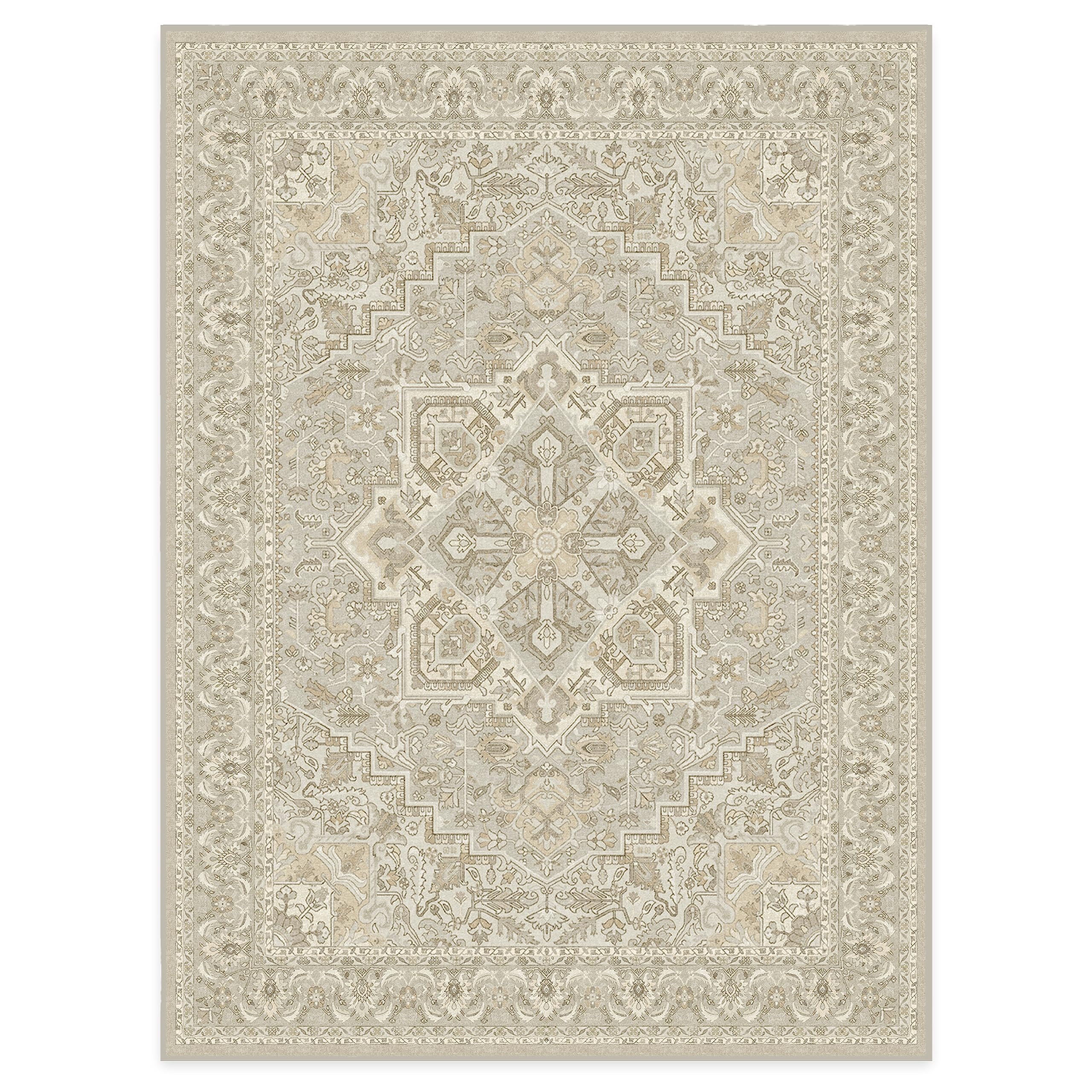 RUGGABLE Hendesi Heriz Washable Rug - Perfect Antique Vintage Area Rug for Living Room Bedroom Kitchen - Pet & Child Friendly - Stain & Water Resistant, Non-Slip - Abalone 2&