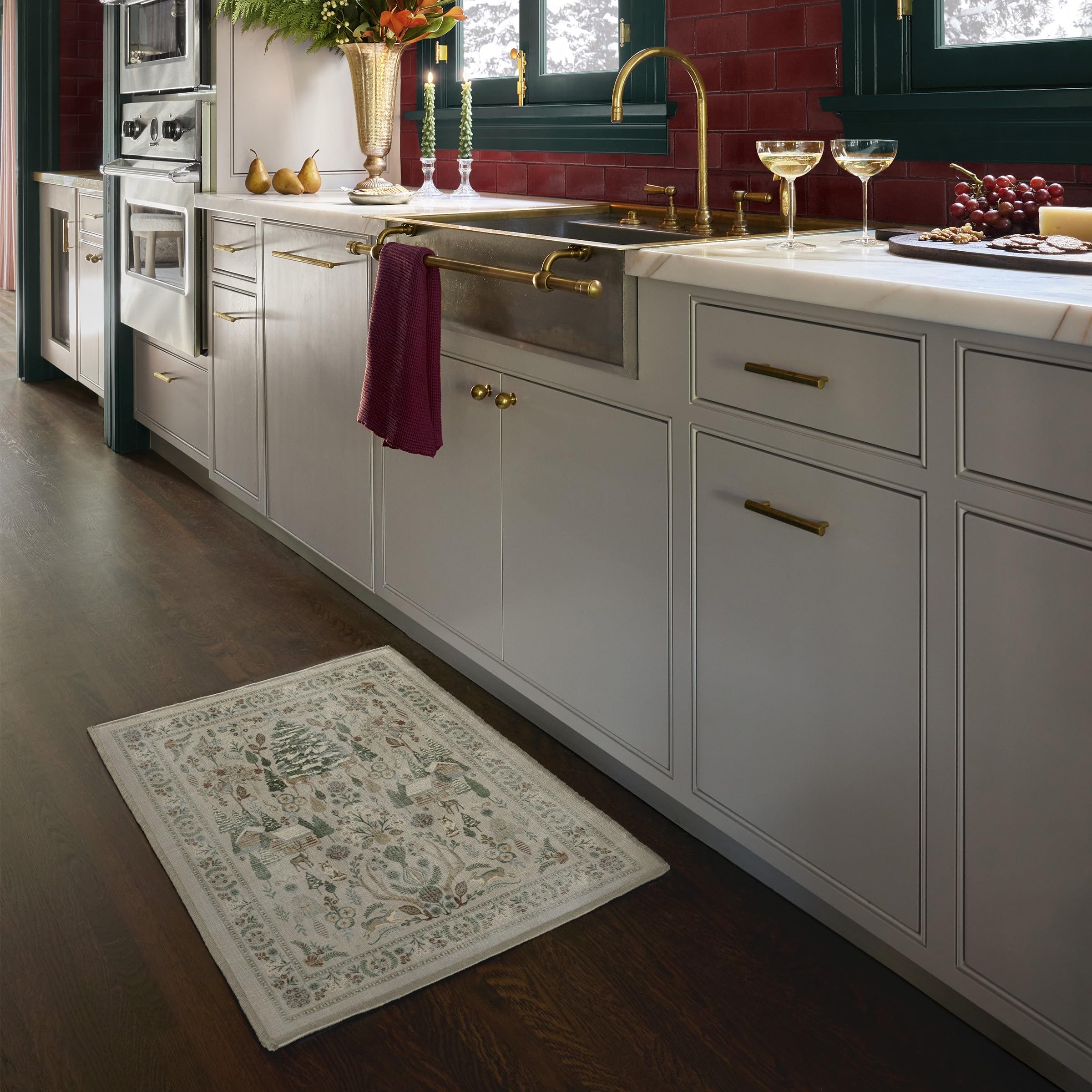 RUGGABLE Winter Plaid Washable Rug - Perfect Holiday Area Rug for Living Room Bedroom Kitchen - Pet & Child Friendly - Stain & Water Resistant - Dress Stewart Tartan Plaid 3&