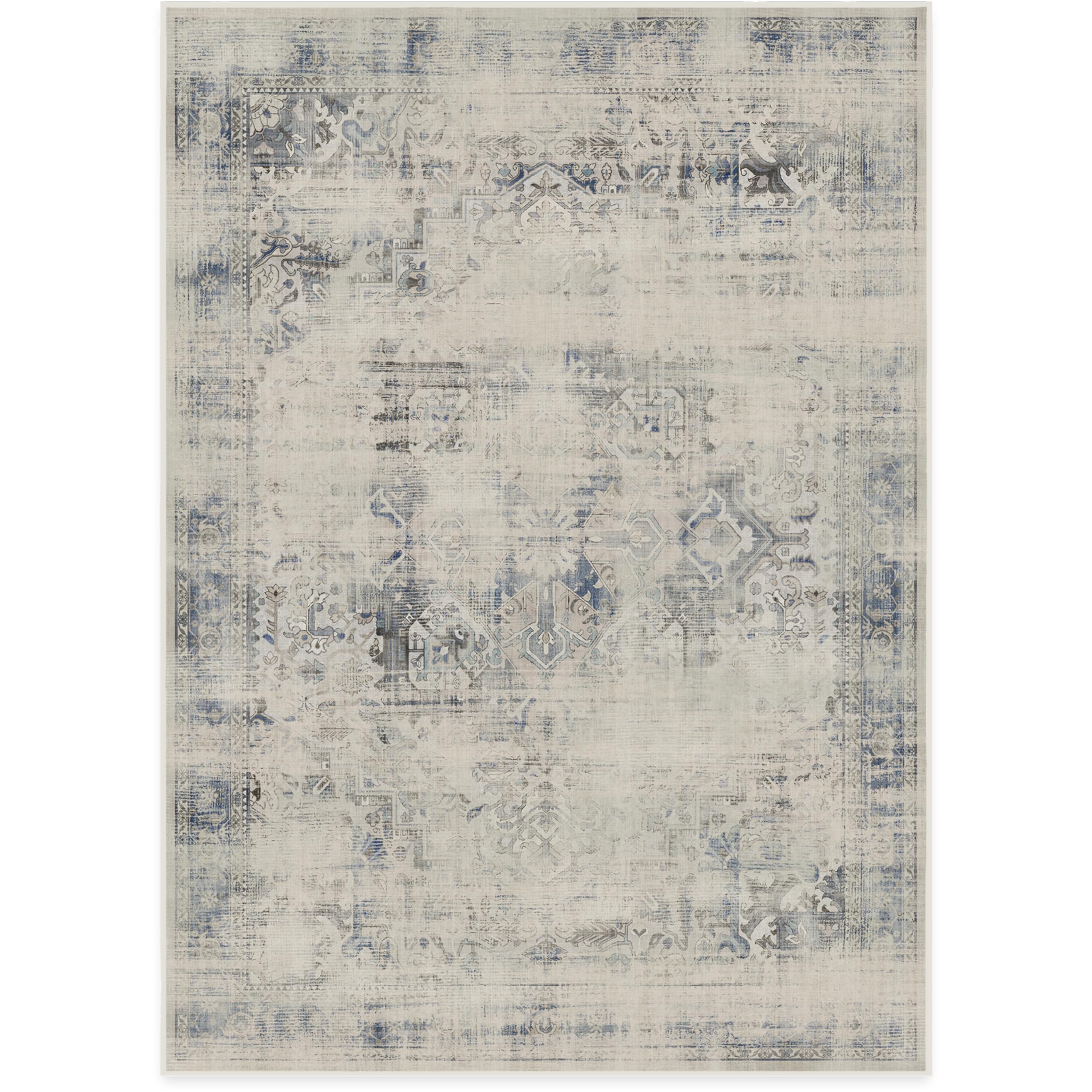 RUGGABLE Kamran Washable Rug - Perfect Vintage Area Rug for Living Room Bedroom Kitchen - Pet & Child Friendly - Stain & Water Resistant - Hazel 5&