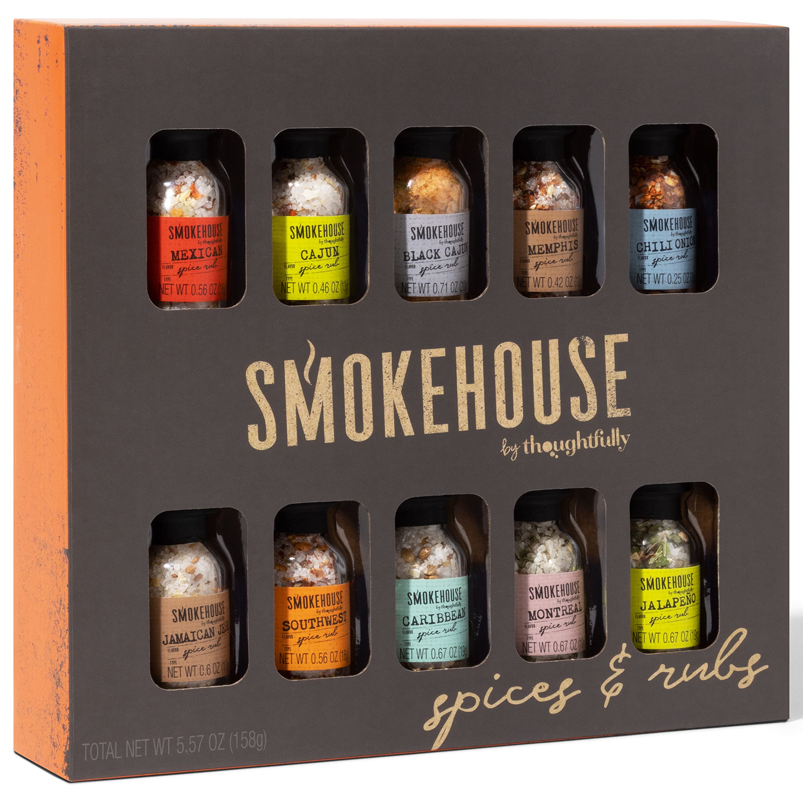Smokehouse Gift Set by Thoughtfully, Vegan and Vegetarian Barbecue Rubs, Flavors Include Cajun, Caribbean, Memphis and Southwest, Set of 4