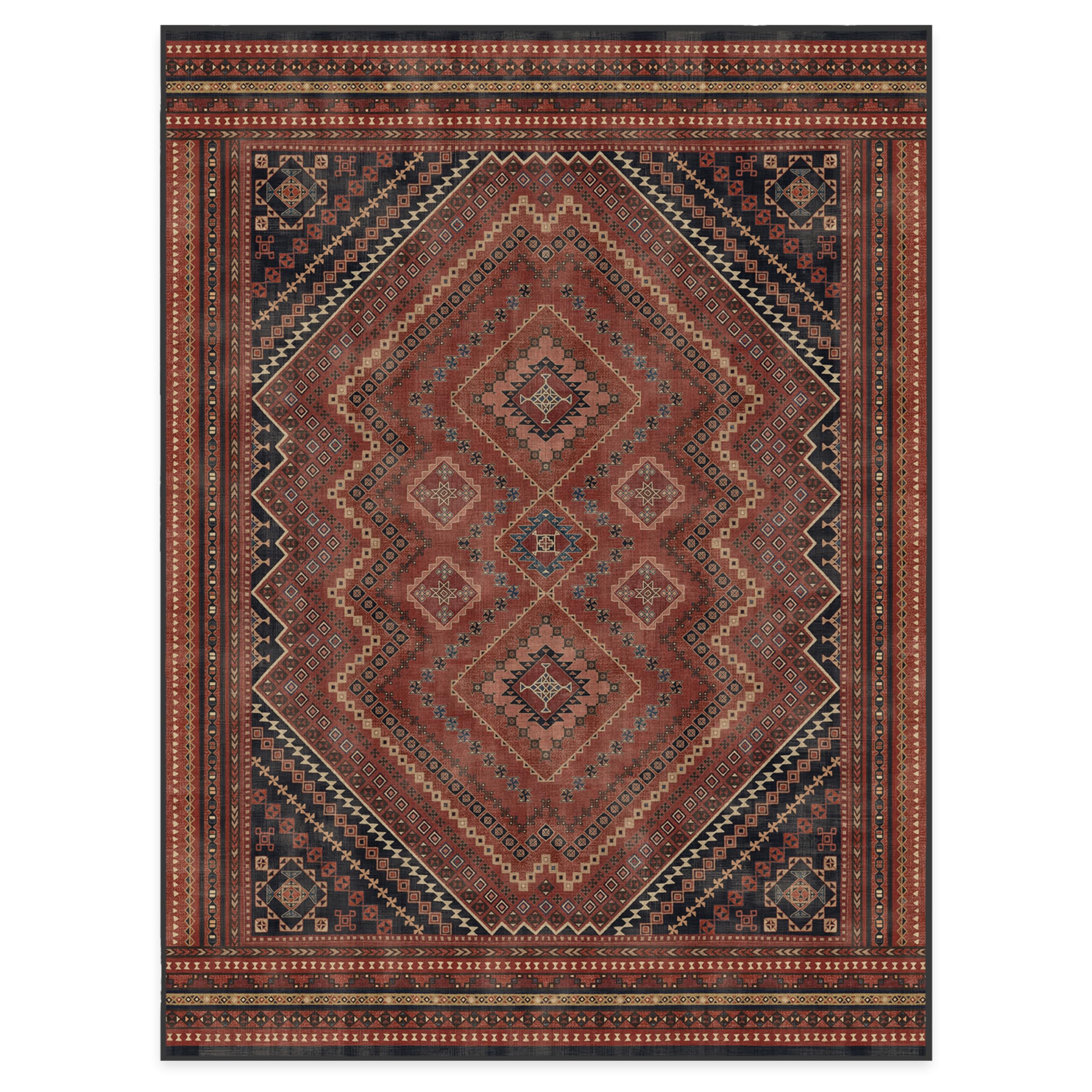 RUGGABLE Kaden Washable Rug - Perfect Vintage Area Rug for Living Room Bedroom Kitchen - Pet & Child Friendly - Stain & Water Resistant - Amber Red 3&