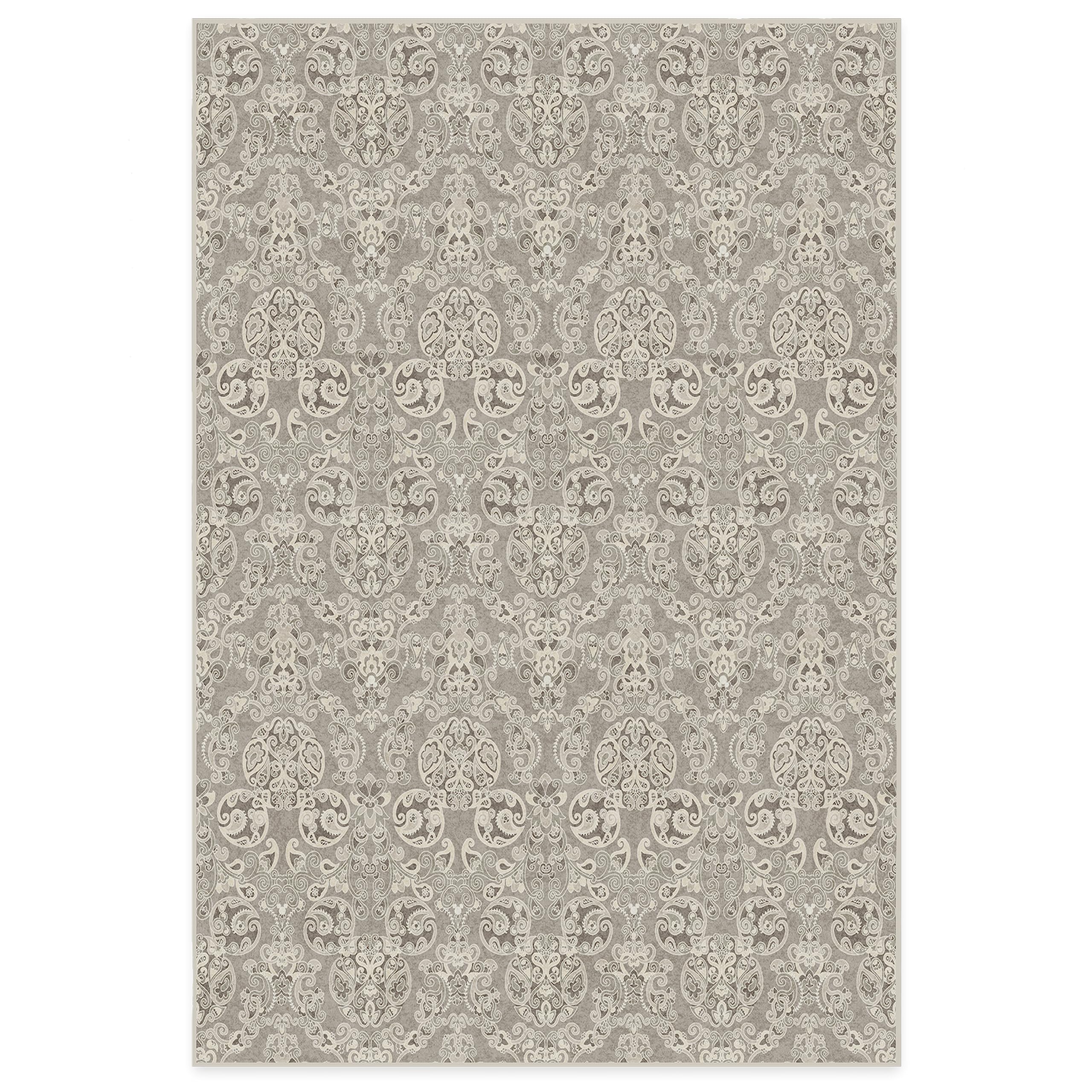 RUGGABLE Disney Traditional Mickey Mouse Washable Rug - Perfect Area Rug for Nursery Playroom Kids Room - Pet & Child Friendly - Stain & Water Resistant - Damask Grey 3&